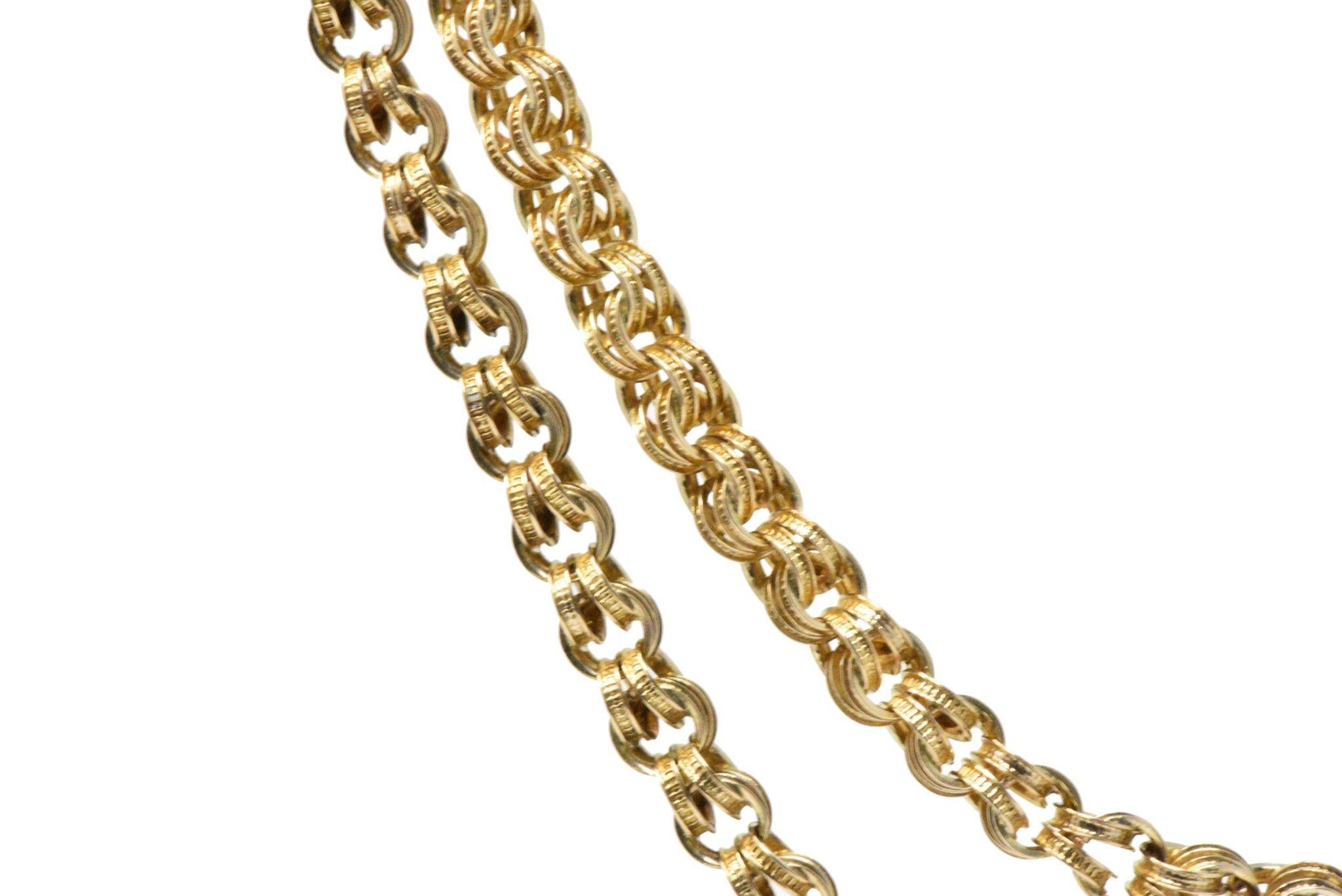 Victorian 1890s 14 Karat Gold Long Chain Necklace In Excellent Condition In Philadelphia, PA