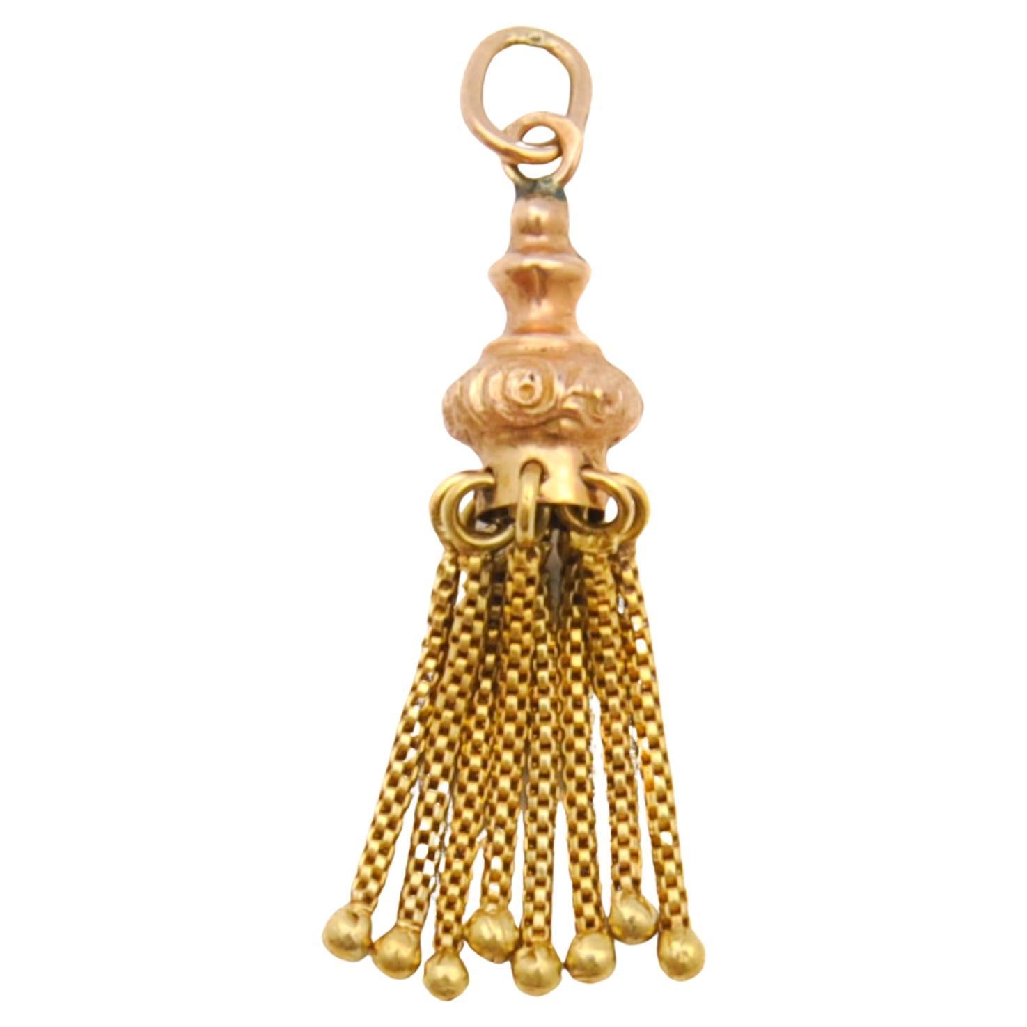 Antique Victorian 1890s 14K Gold Tassel Pendant