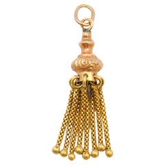 Antique Victorian 1890s 14 Karat Gold Tassel Charm Pendant