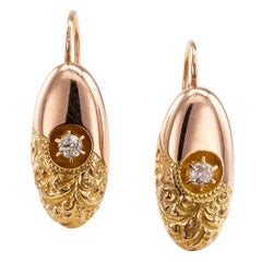 Victorian 1890s Diamond Two-Tone Gold Drop Earrings