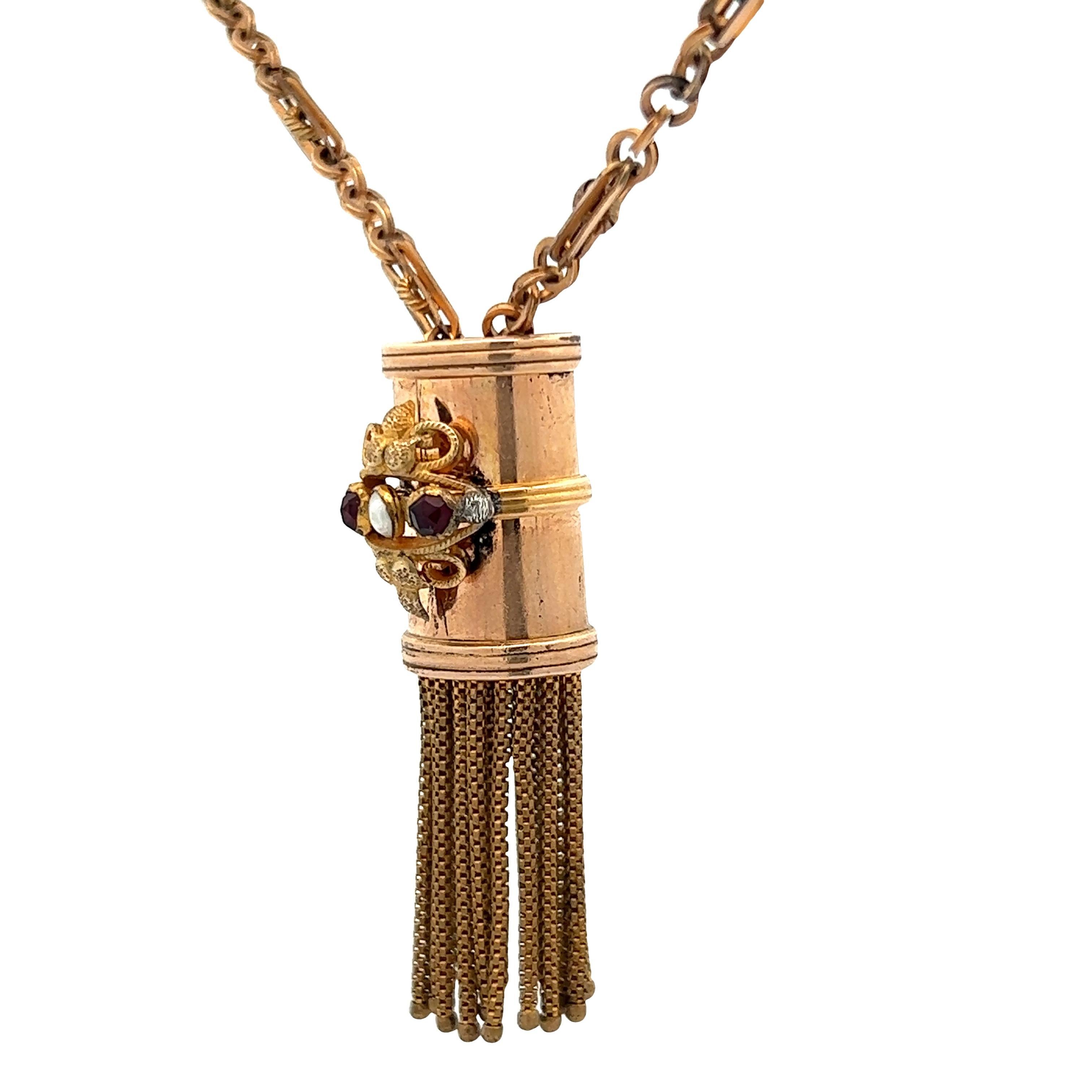 Victorian 1890s Gold Filled Tassel Necklace In Good Condition For Sale In Lexington, KY
