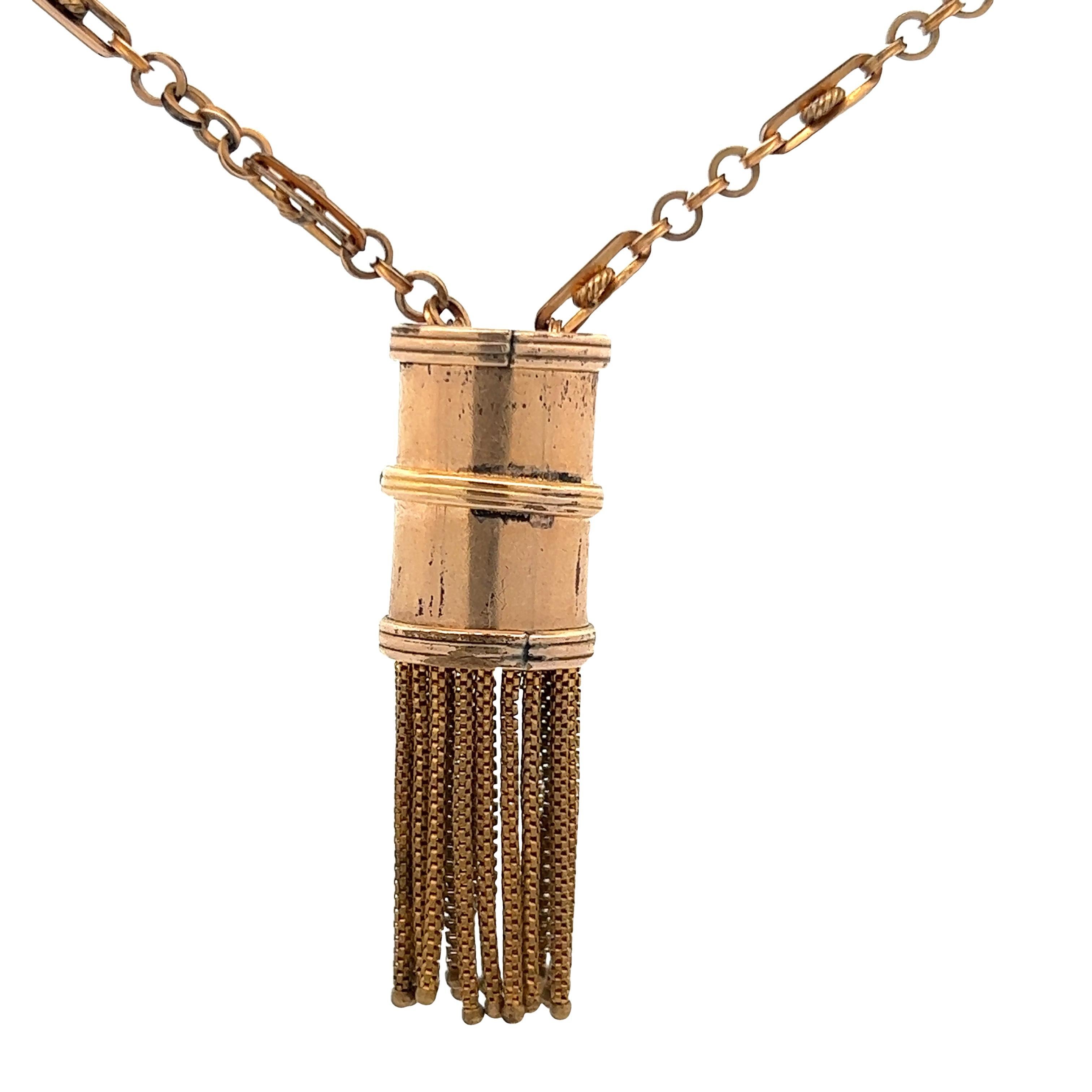 Victorian 1890s Gold Filled Tassel Necklace For Sale 3
