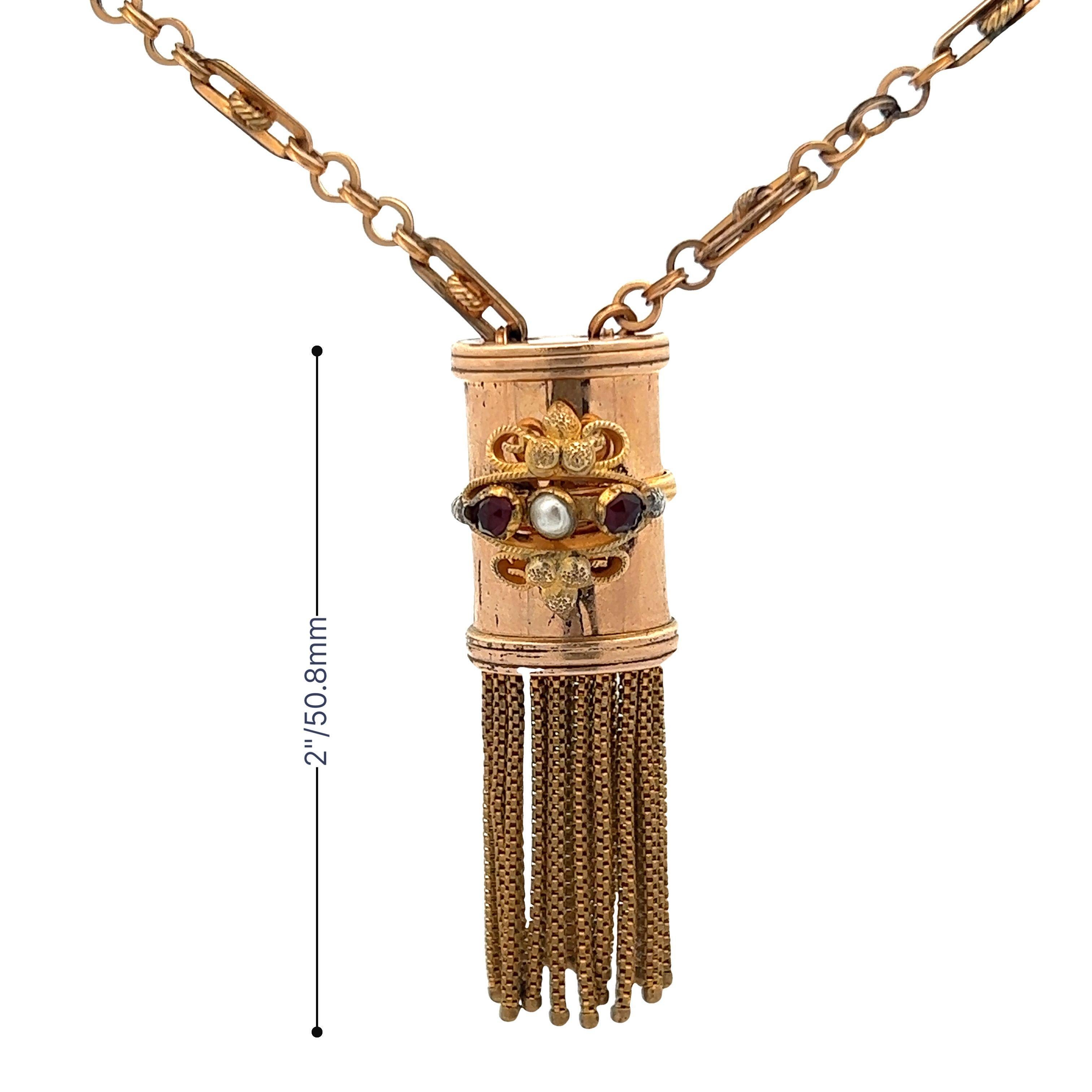 Victorian 1890s Gold Filled Tassel Necklace For Sale 4