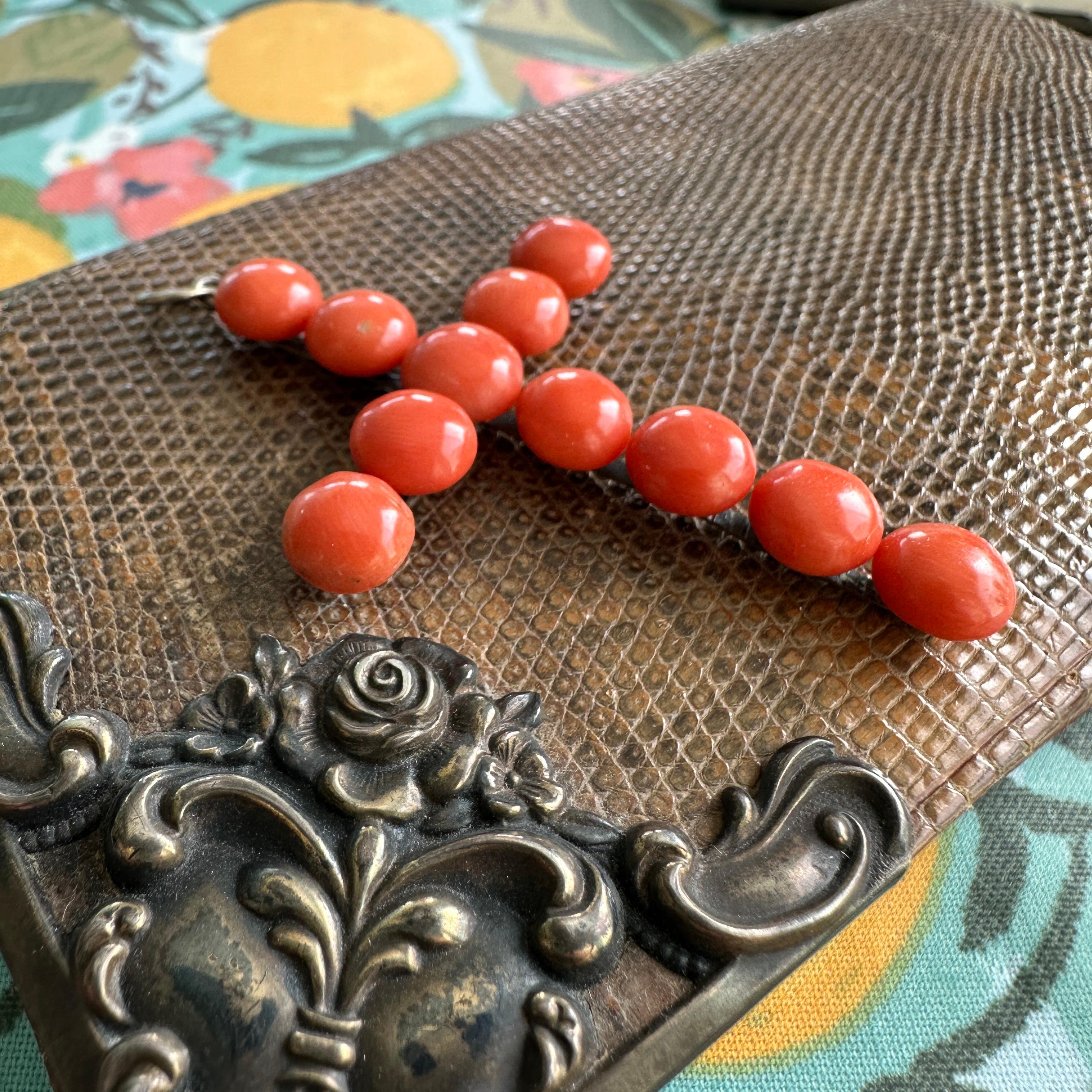 Victorian 1890's Natural Red Coral Silver Cross For Sale 2