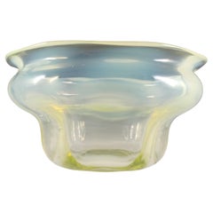 Antique Victorian 1890's Vaseline Uranium Opalescent Glass Bowl