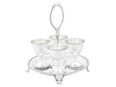 Victorian 1891 Sterling Silver Egg Cruet Set for Four Persons