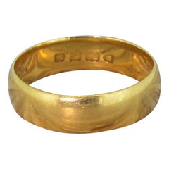 Antique Victorian 1896 22 Karat Yellow Gold Wedding Band