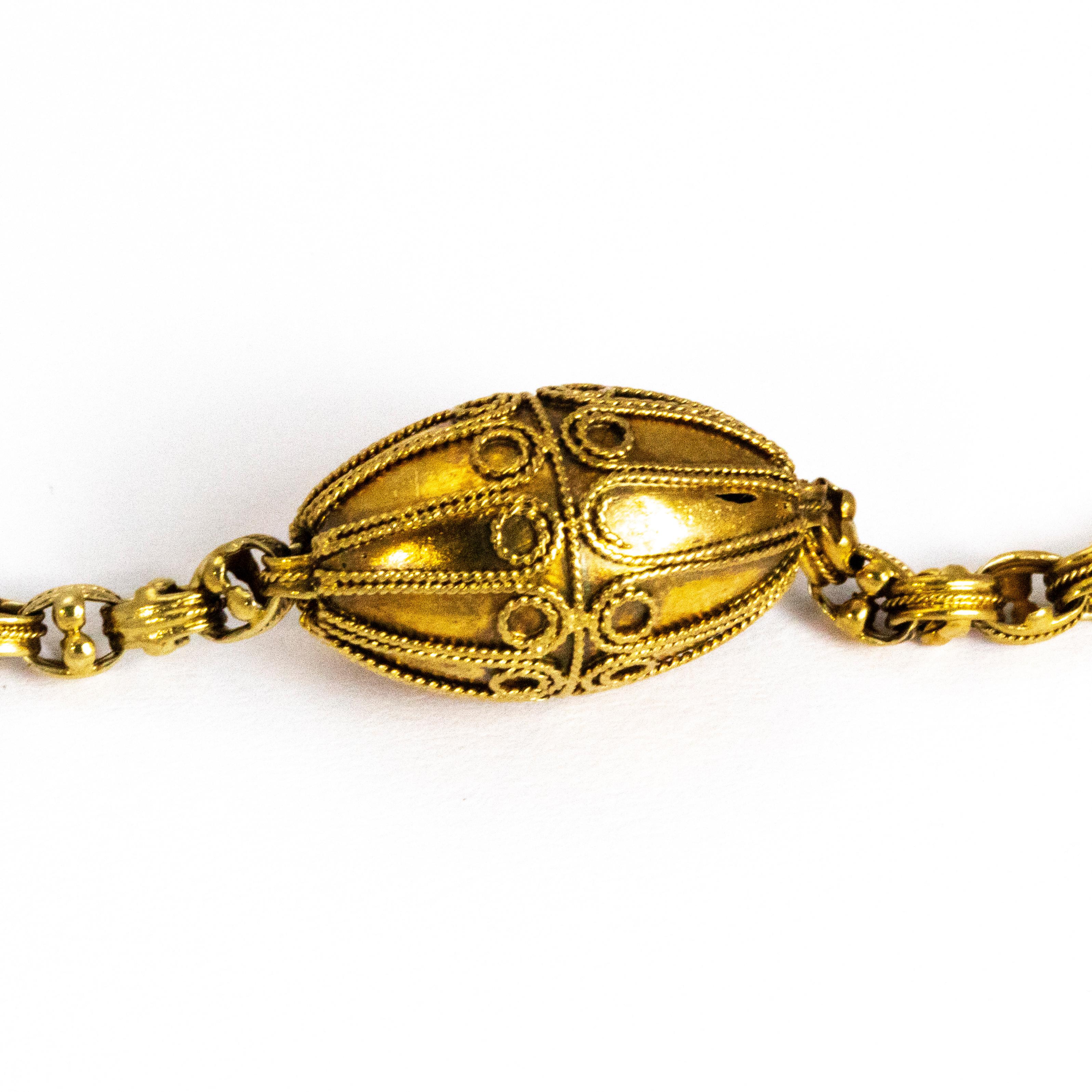 Women's or Men's Victorian 18 Carat Gold Orb Necklace For Sale