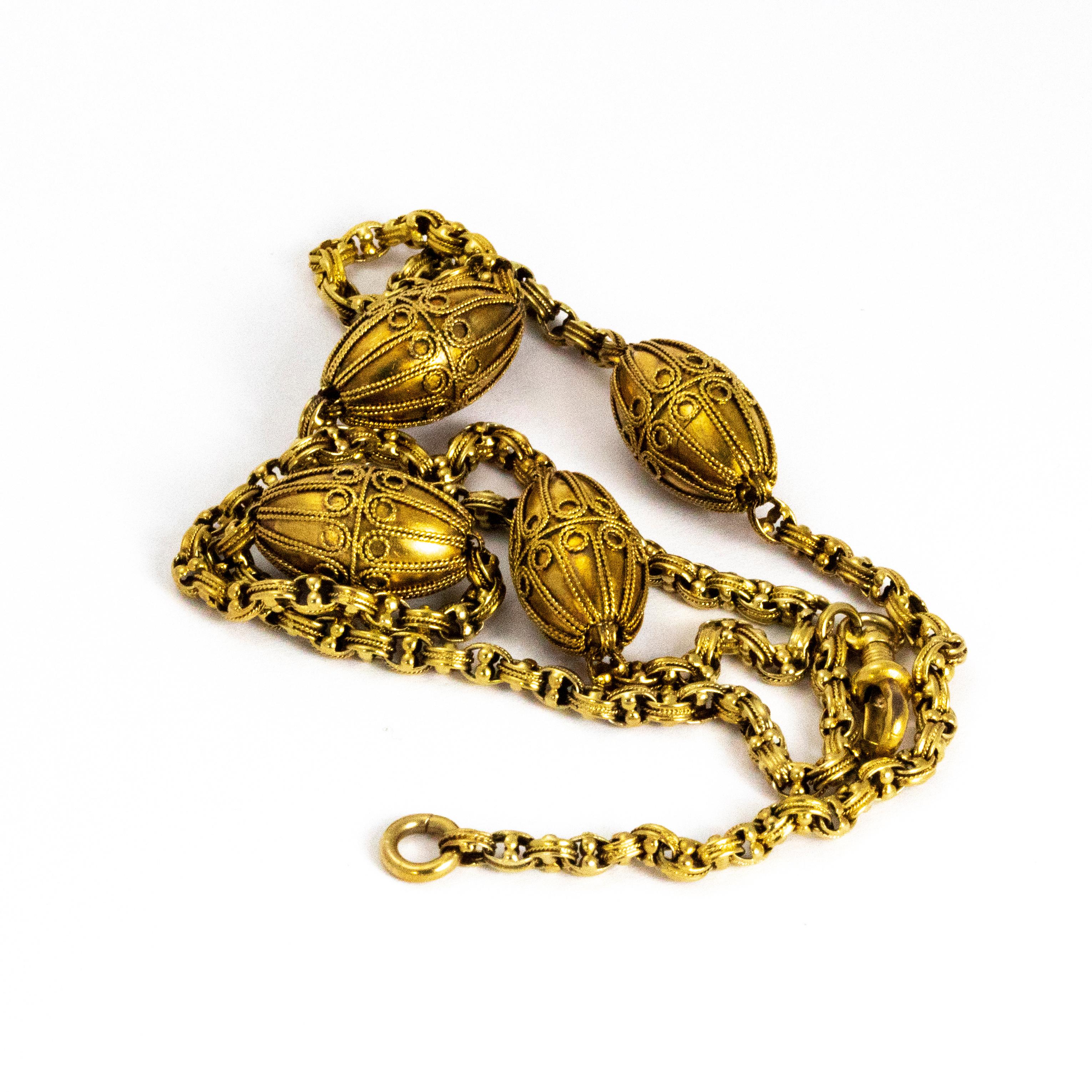 Victorian 18 Carat Gold Orb Necklace For Sale 1