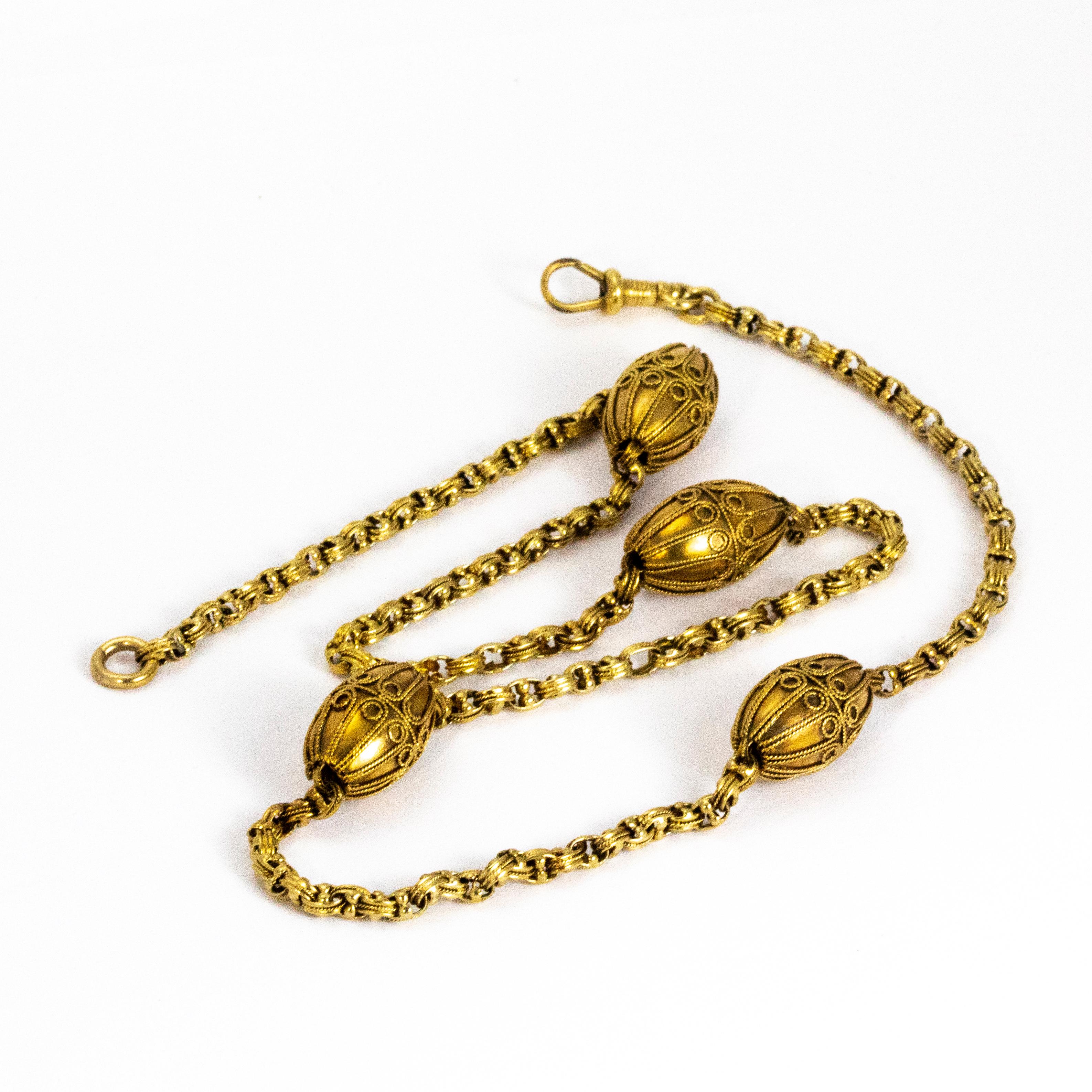 Victorian 18 Carat Gold Orb Necklace For Sale 2