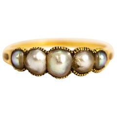 Victorian 18 Carat Gold Pearl Five-Stone Ring