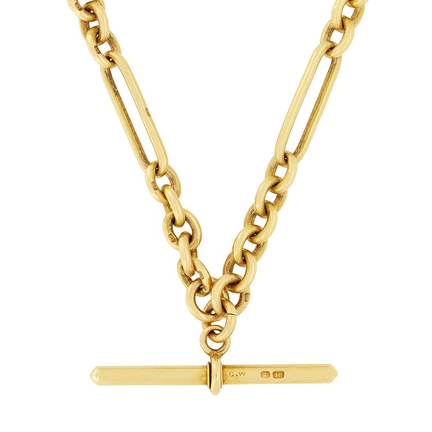 Women's or Men's Victorian 18ct Gold Albert Chain, c.1880s For Sale