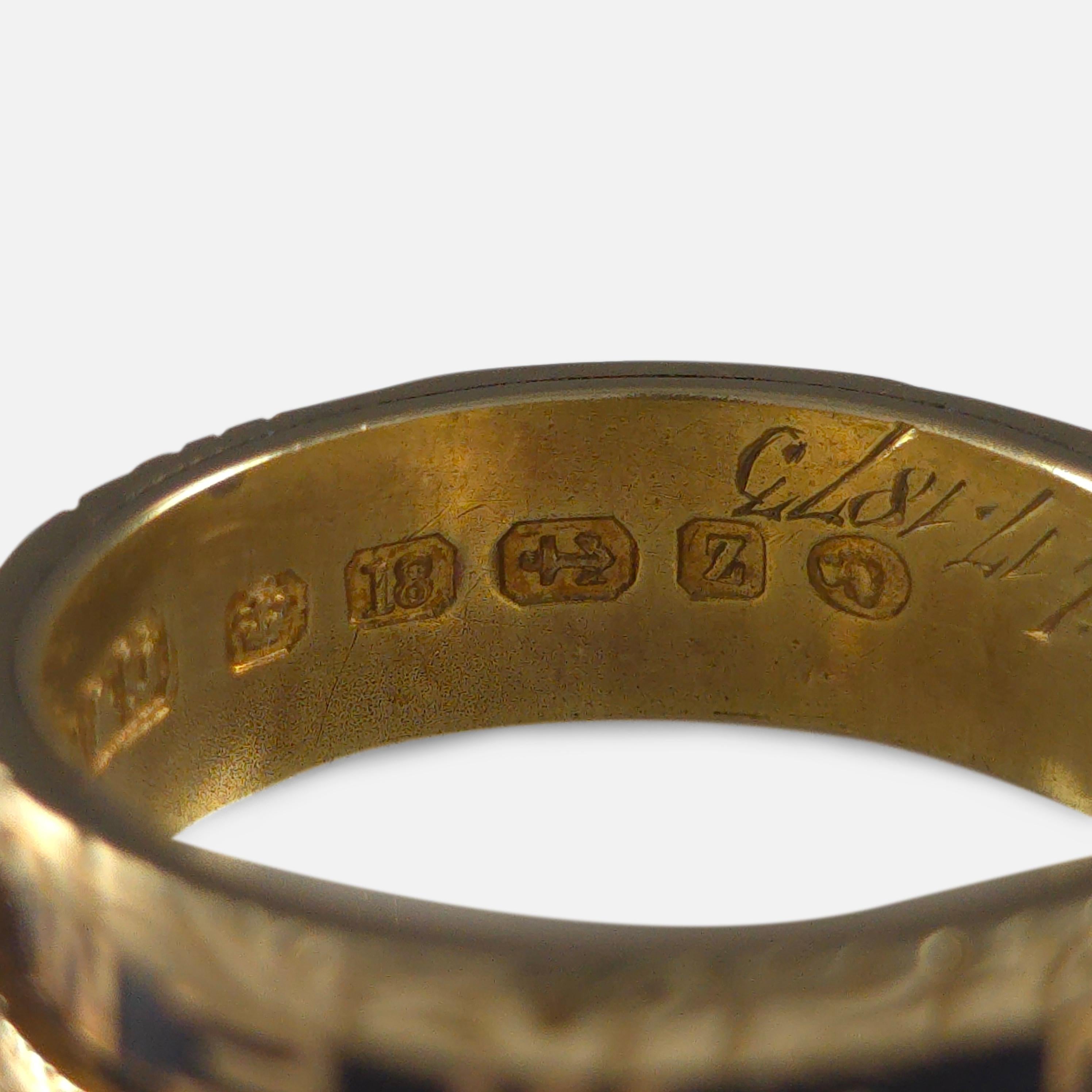 Victorian 18ct Gold and Enamel Memorial Ring, 1874 For Sale 5