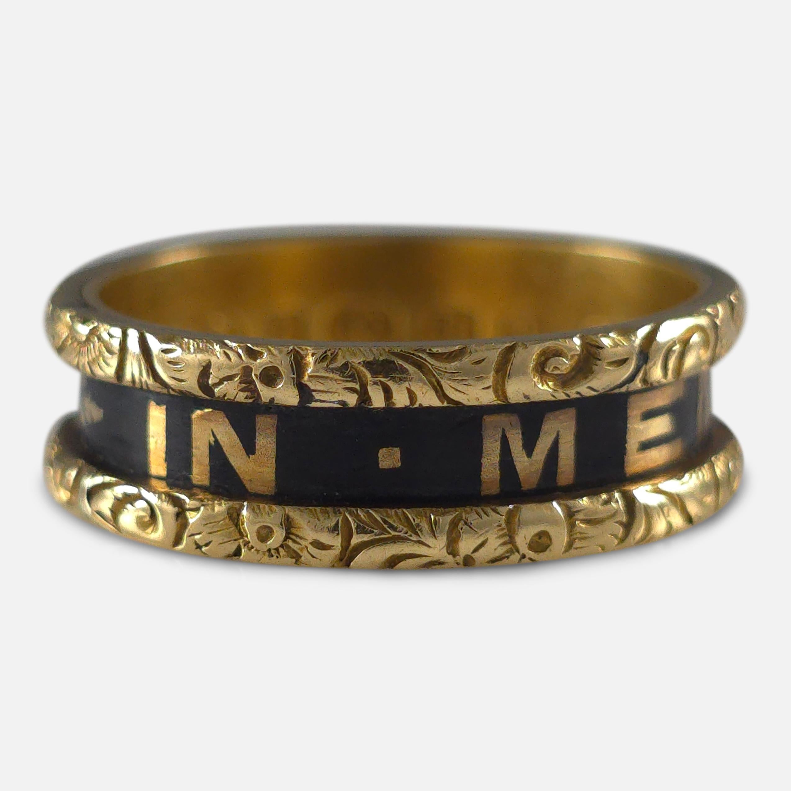 Victorian 18ct Gold and Enamel Memorial Ring, 1874 For Sale 6