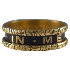 Bague commémorative victorienne en or 18 carats et émail, 1874