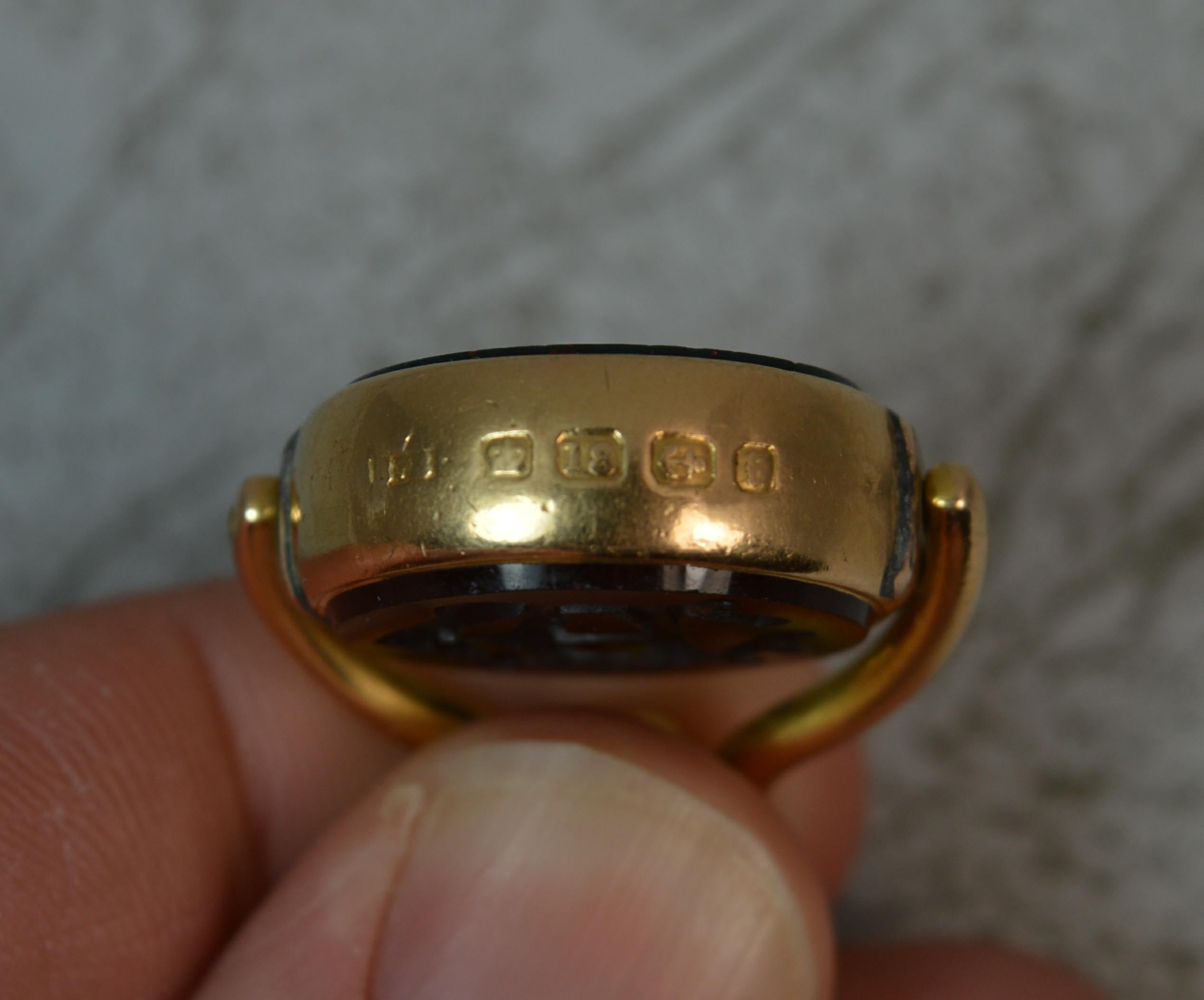 Victorian 18 Carat Gold Bloodstone Intaglio Pocket Watch Swivel Fob Pendant 7