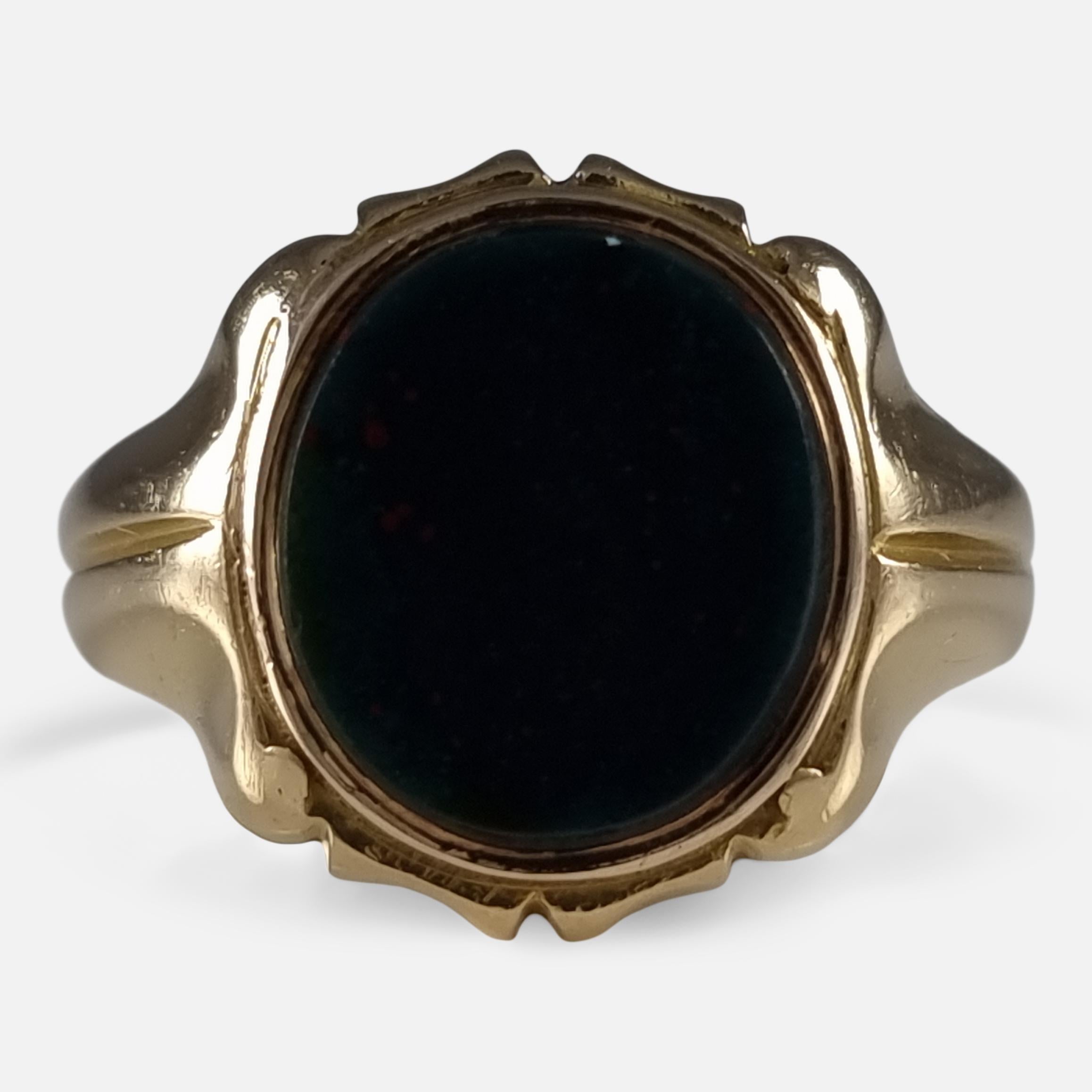 Victorian 18 Carat Gold Bloodstone Signet Ring, 1868 8
