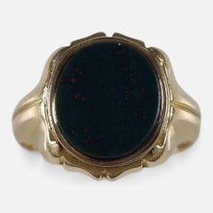 Victorian 18 Carat Gold Bloodstone Signet Ring, 1868