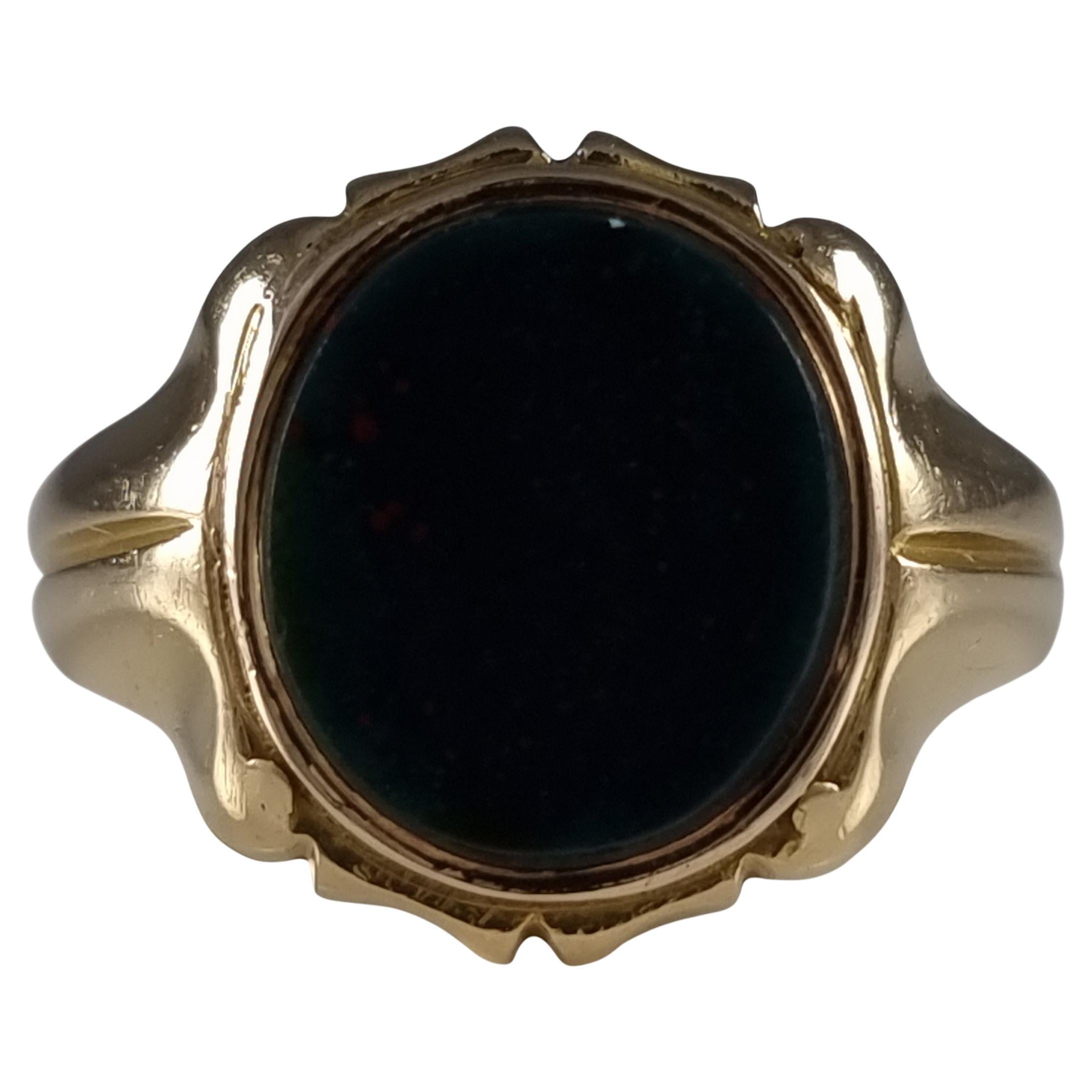 Victorian 18 Carat Gold Bloodstone Signet Ring, 1868