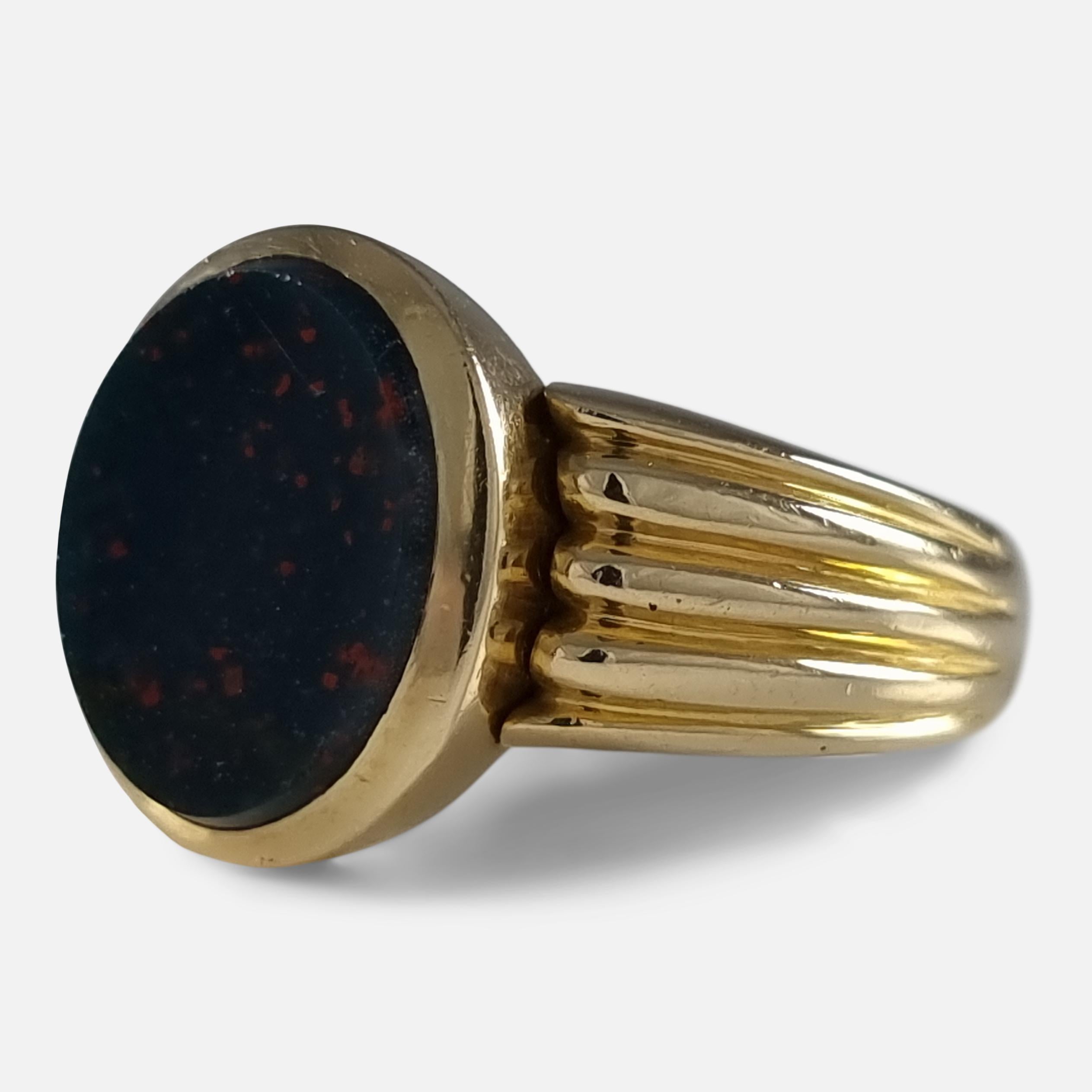 Victorian 18 Carat Gold Bloodstone Signet Ring, 1896 4