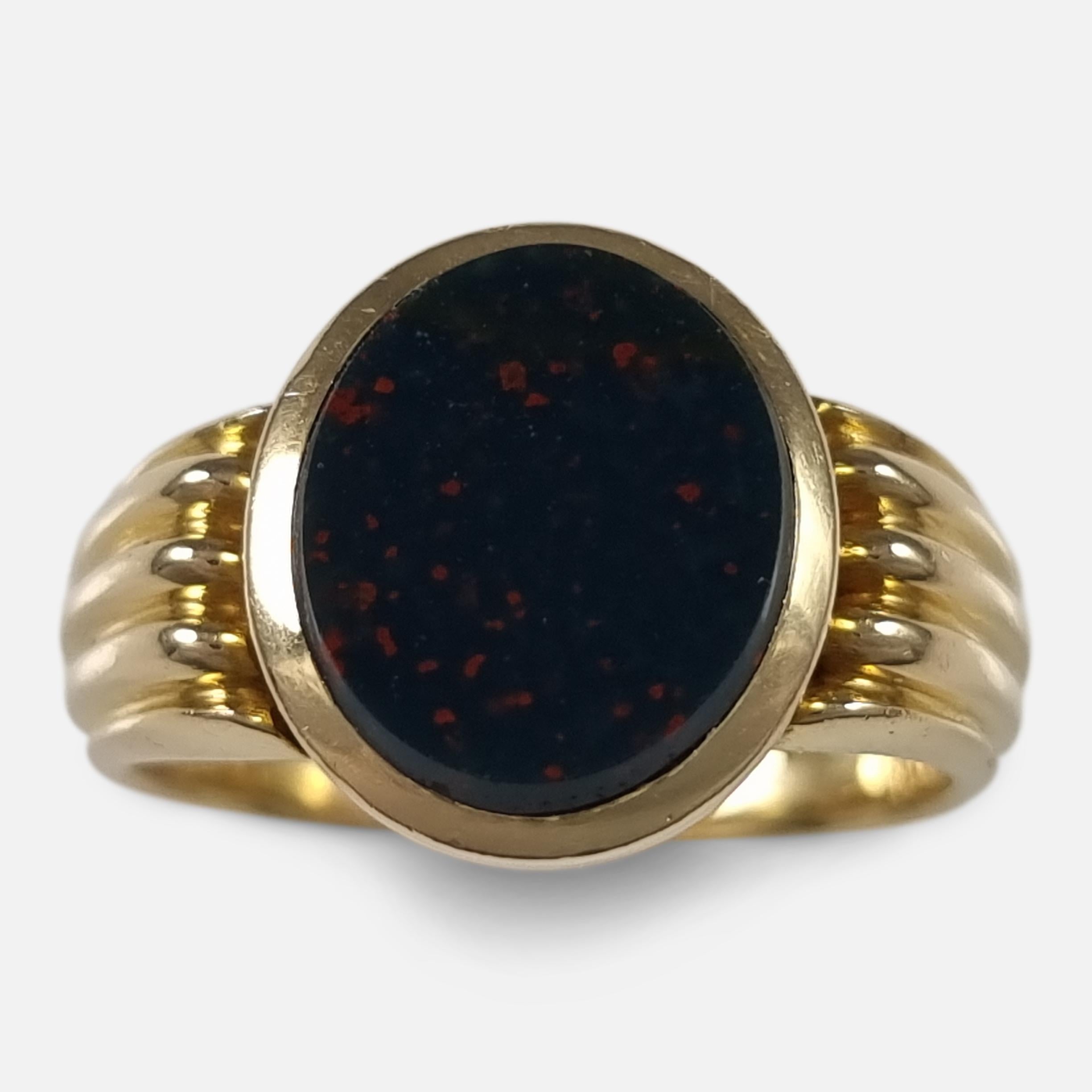 Victorian 18 Carat Gold Bloodstone Signet Ring, 1896 6