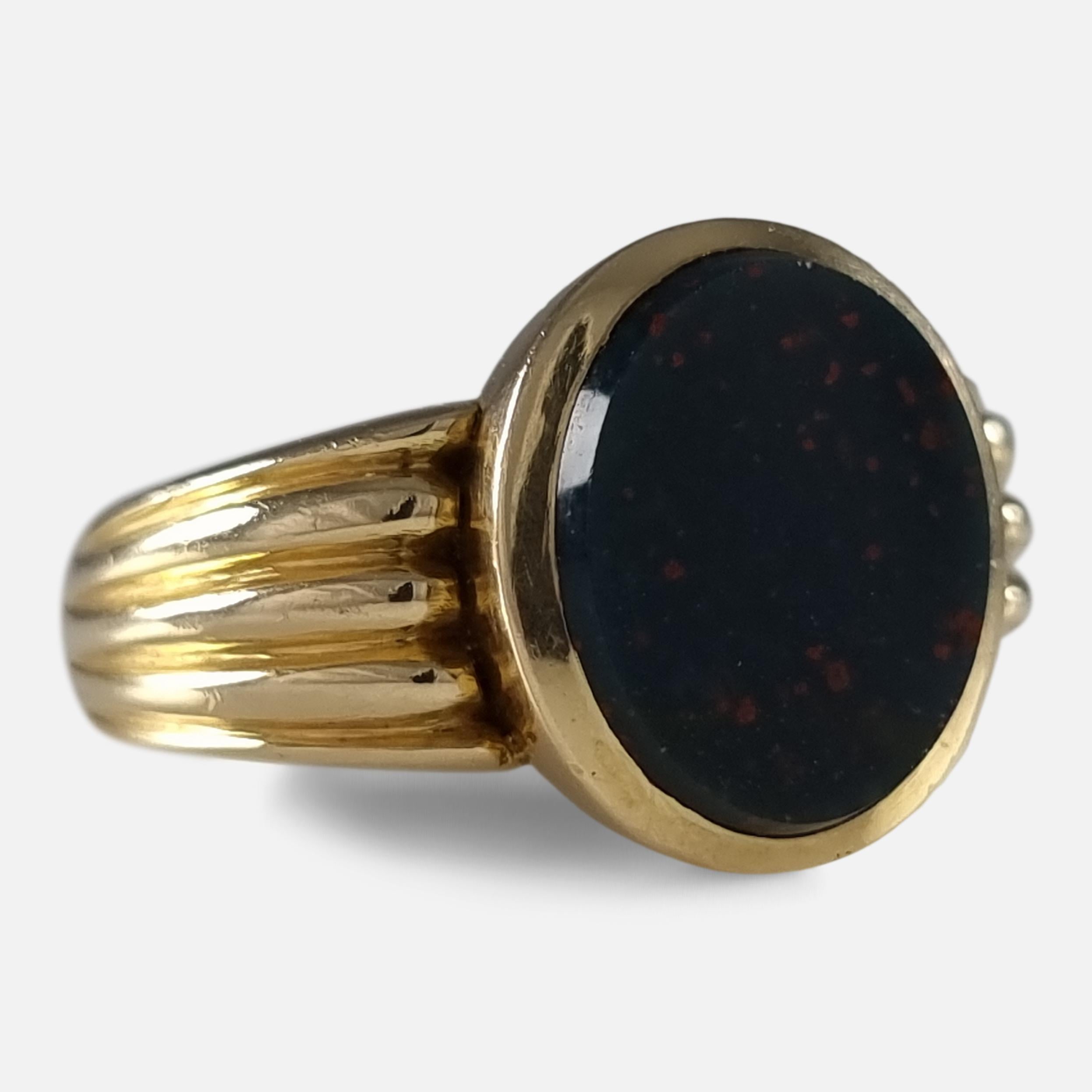 Late Victorian Victorian 18 Carat Gold Bloodstone Signet Ring, 1896
