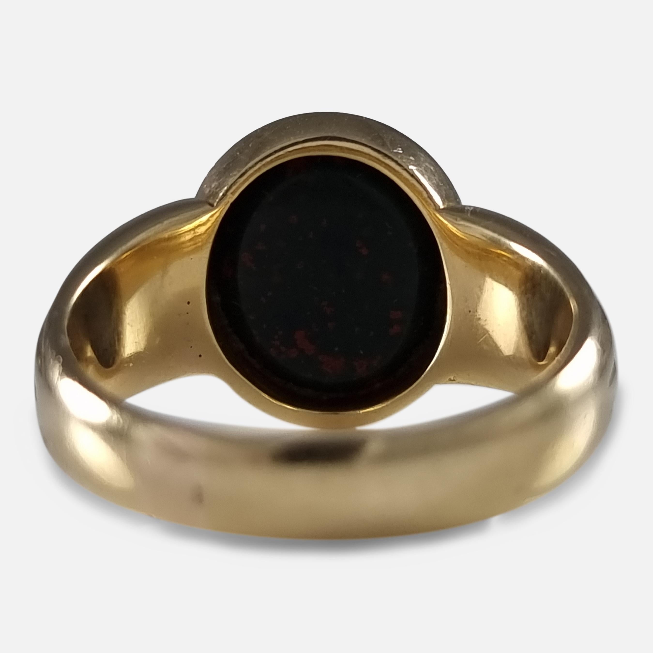 Women's or Men's Victorian 18 Carat Gold Bloodstone Signet Ring, 1896