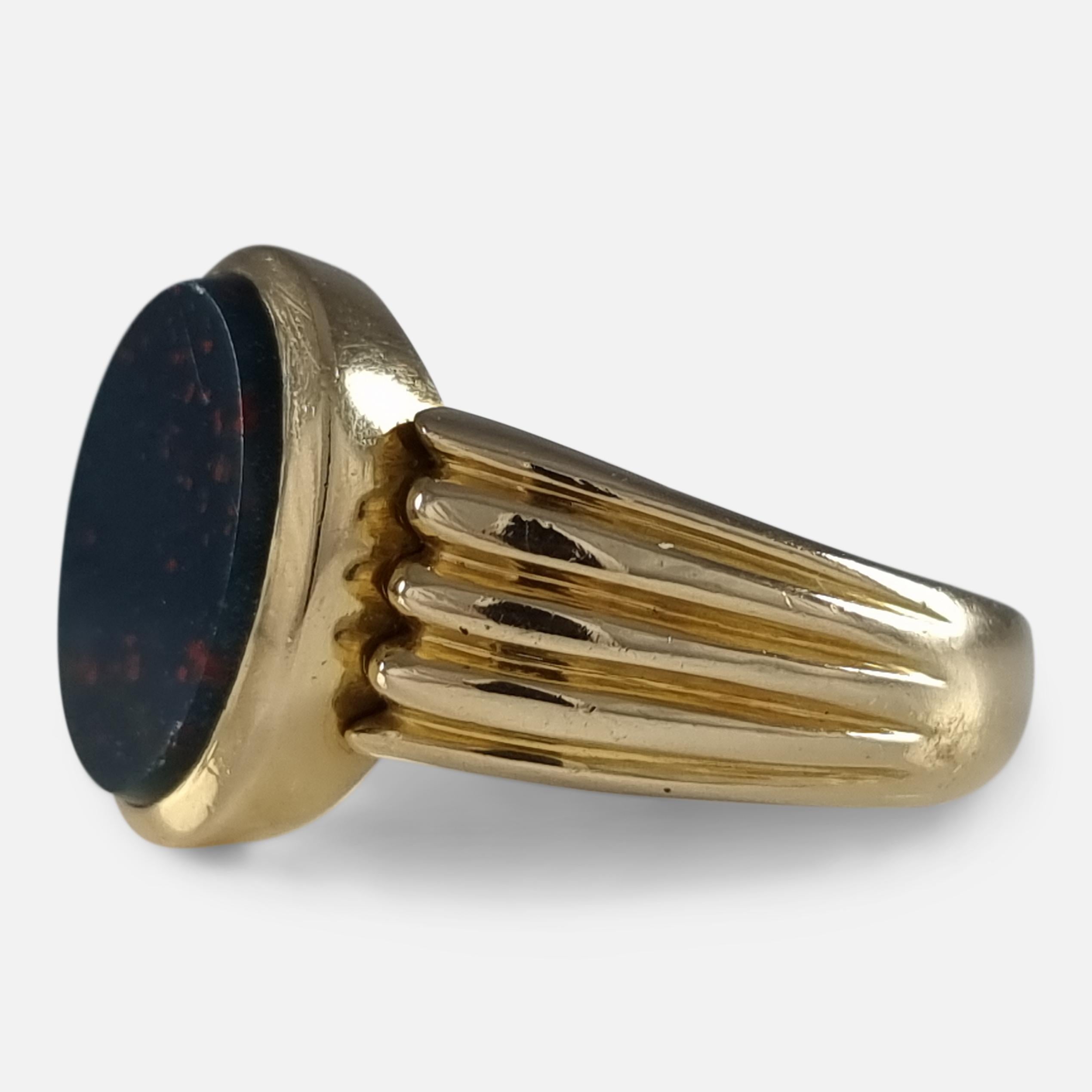Victorian 18 Carat Gold Bloodstone Signet Ring, 1896 3