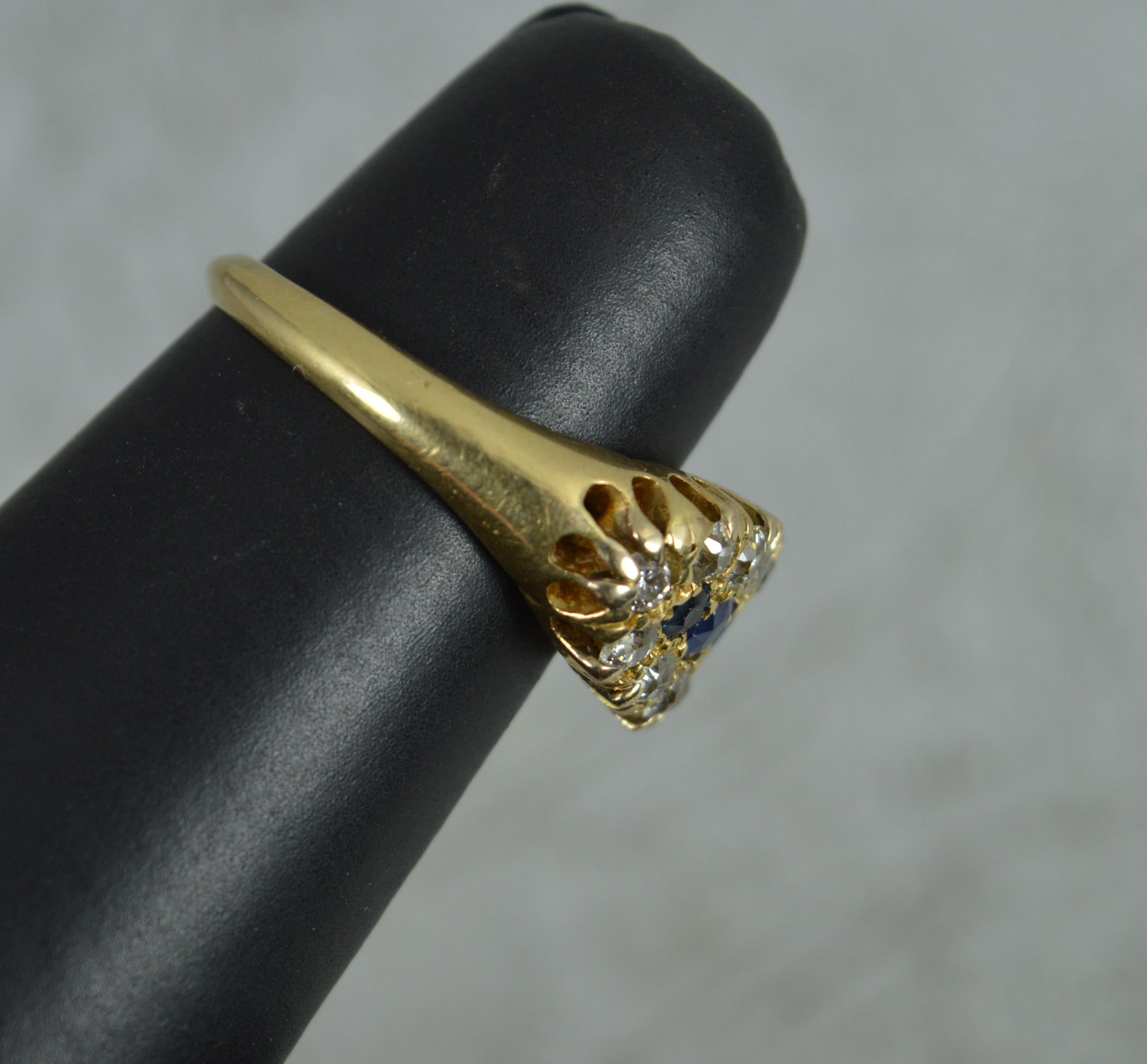 Victorian 18ct Gold Blue Sapphire and Old Cut Diamond Cluster Ring For Sale 6