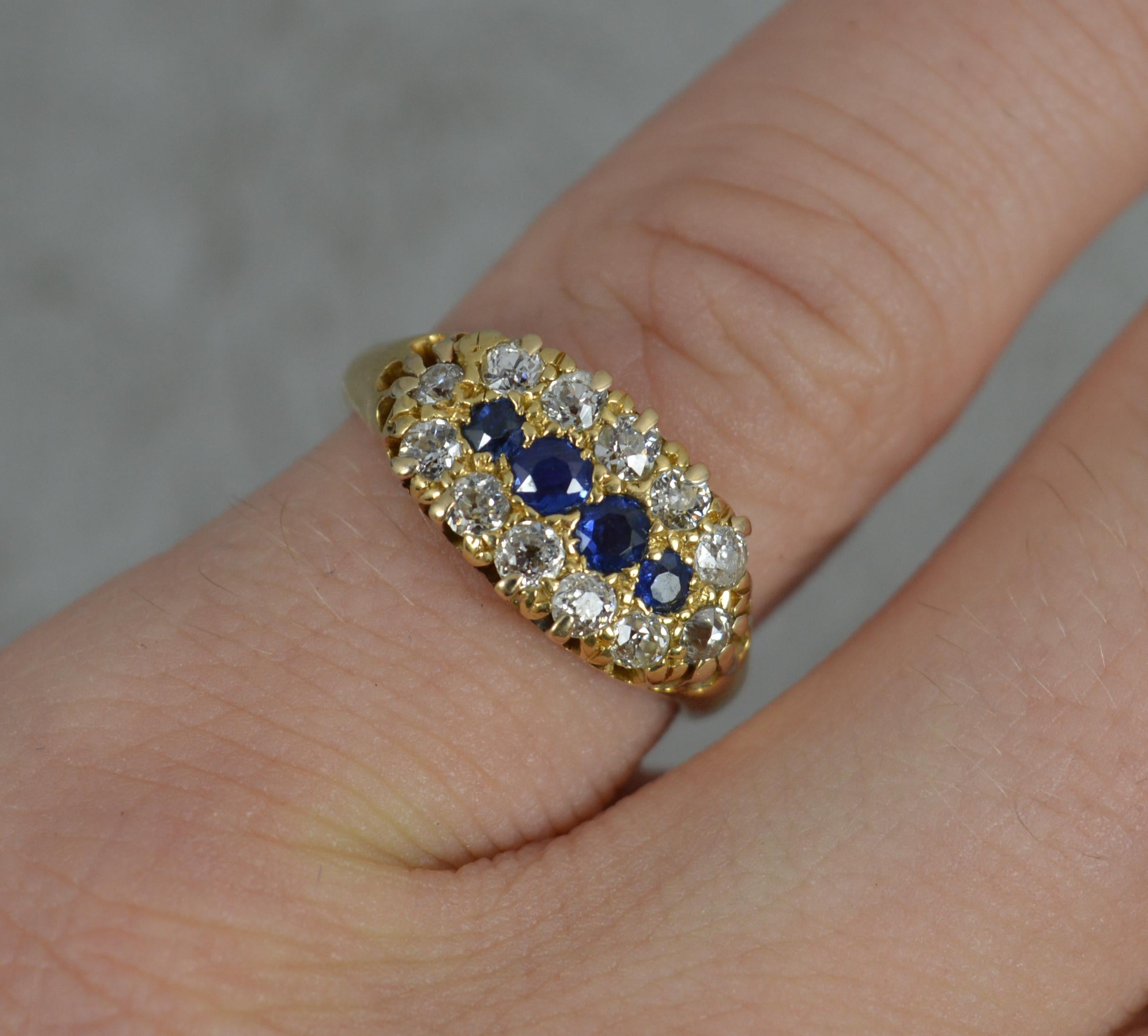18ct gold sapphire and diamond cluster ring
