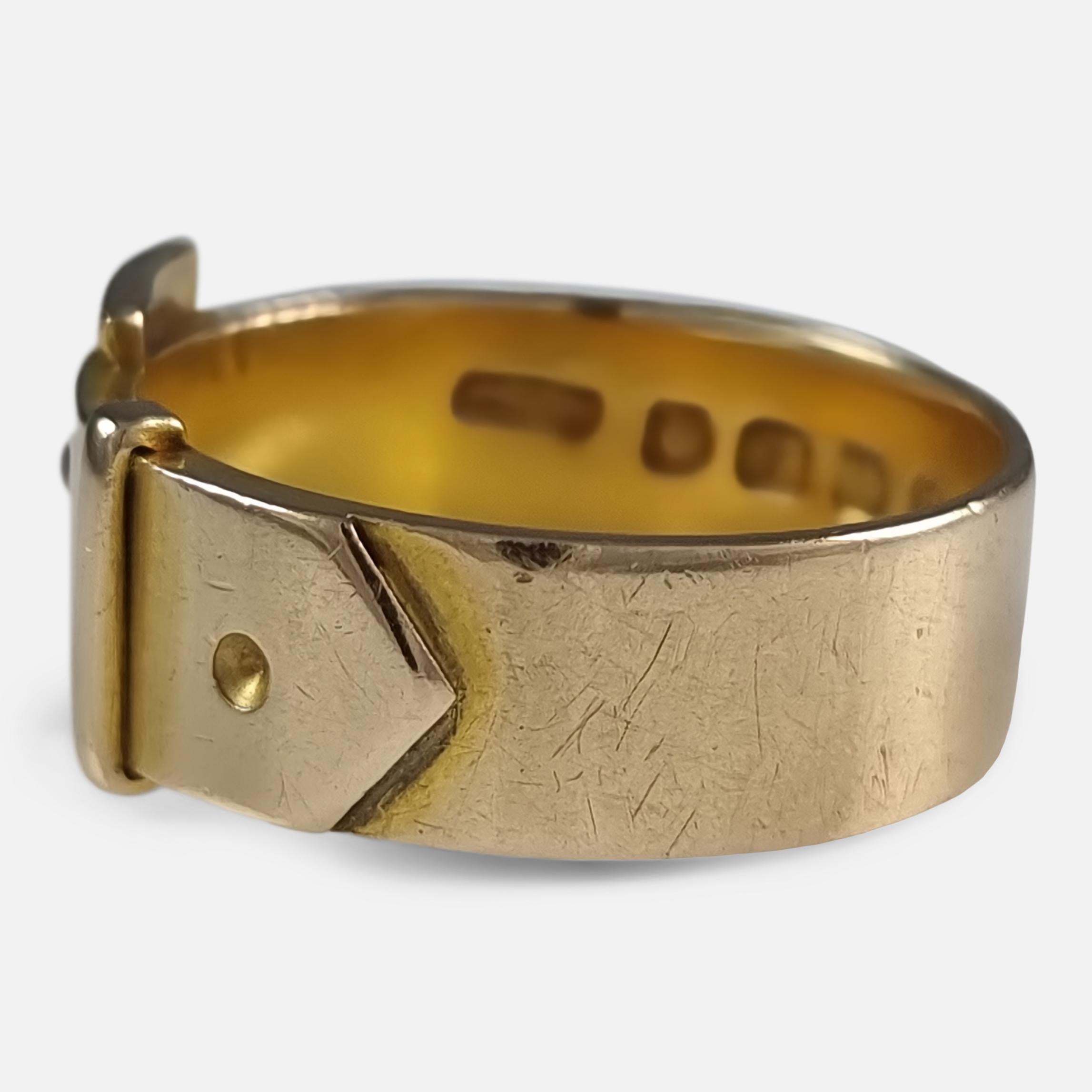 Victorian 18ct Gold Buckle Ring, 1889 5