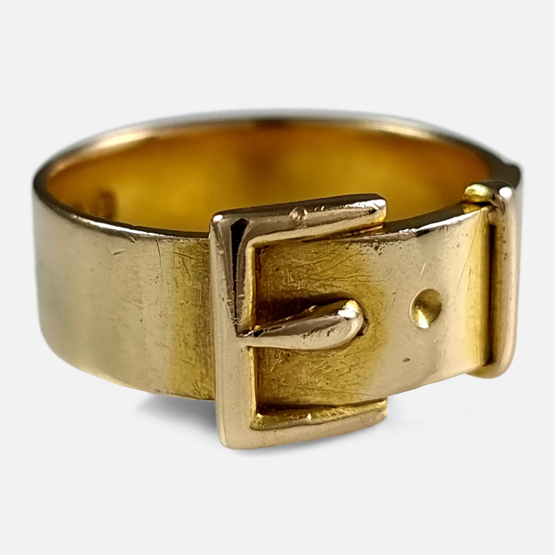 Women's or Men's Victorian 18ct Gold Buckle Ring, 1889