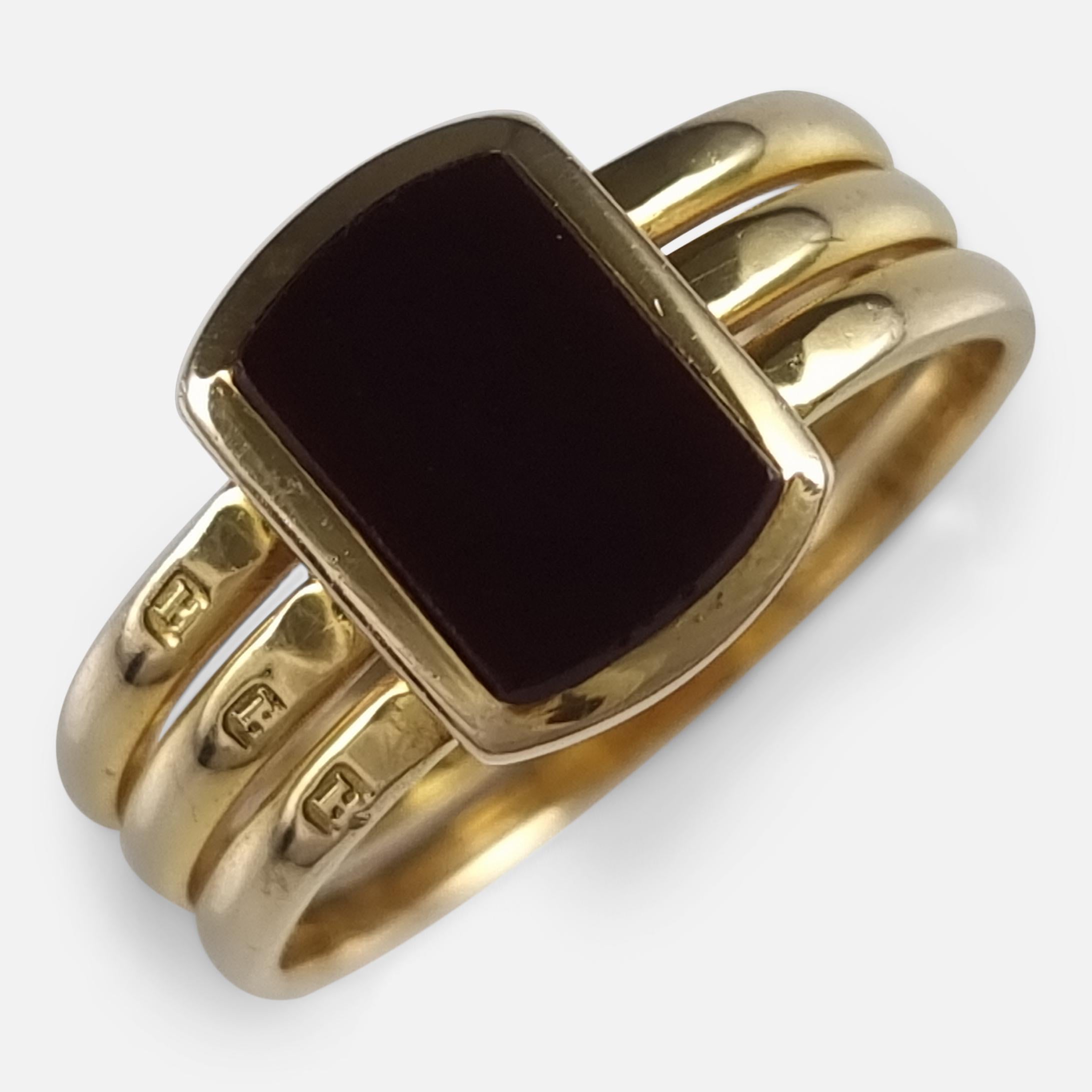 Victorian 18ct Gold Carnelian Signet Ring, 1883 For Sale 6
