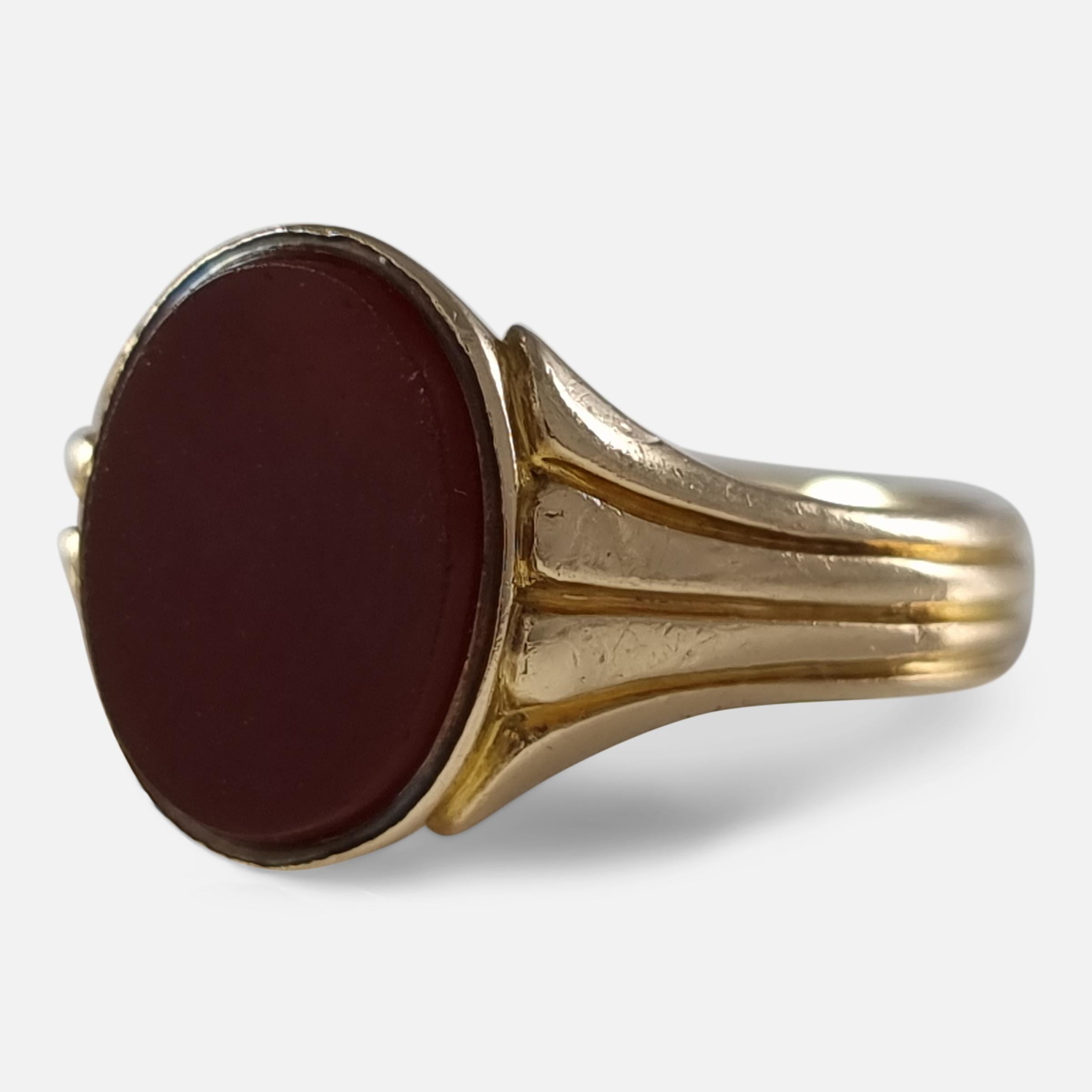 Victorian 18ct Gold Carnelian Signet Ring, 1897 2