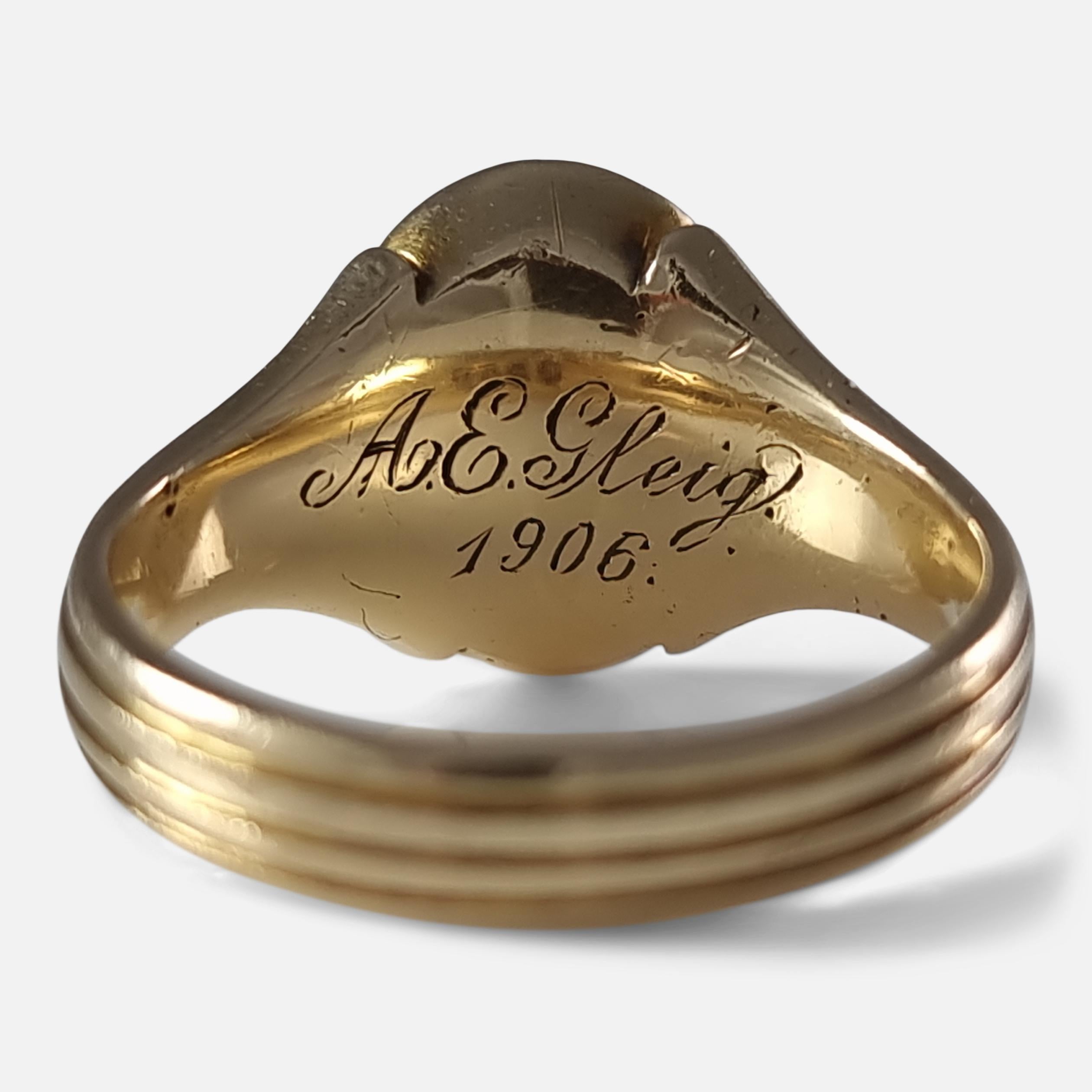 Viktorianischer Siegelring aus 18 Karat Gold mit Karneol, 1897 1