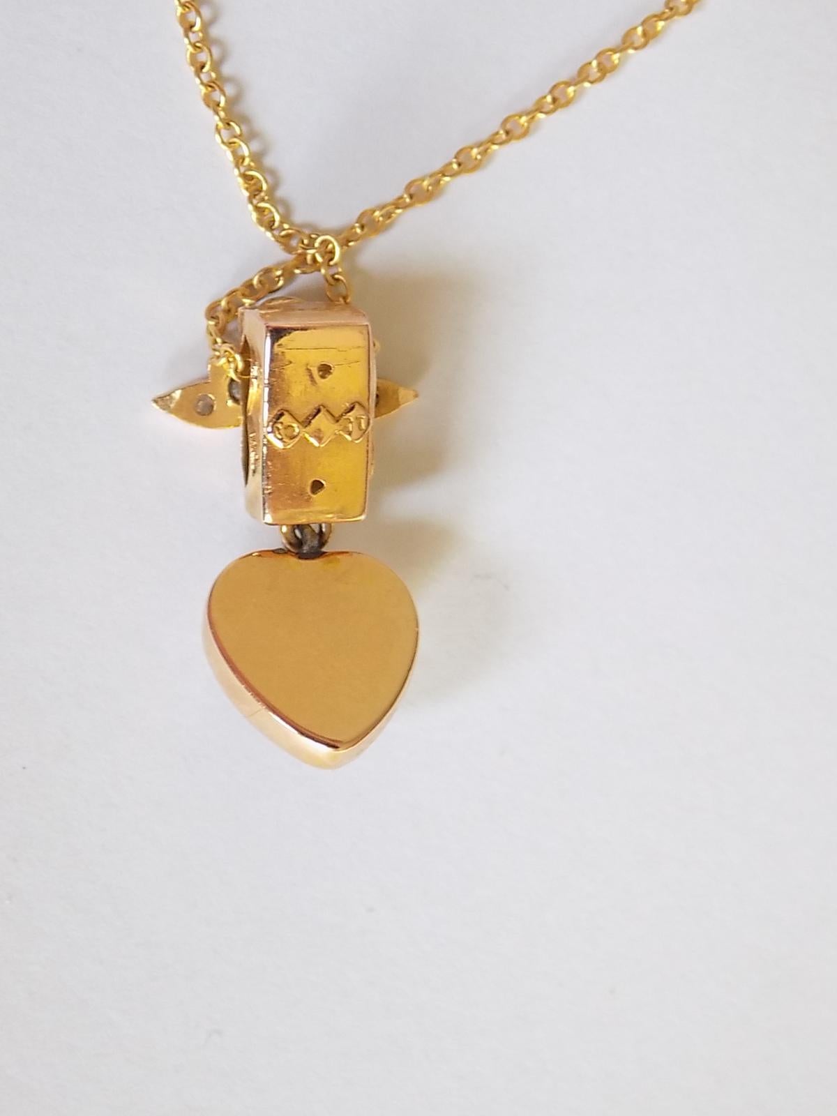 Women's Victorian 18 Carat Gold Diamond and Moonstone Heart Pendant