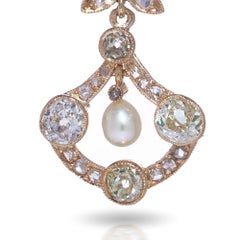 Victorian 18ct Gold Diamond and Pearl Drop Earrings
