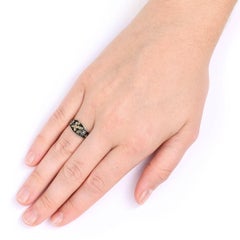 Victorian 18ct Gold Diamond Cross and Black Enamel Mourning Ring, Circa 1870