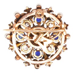 Victorian 18ct Gold Diamond, Sapphire and Natural Pearl Brooch/Pendant