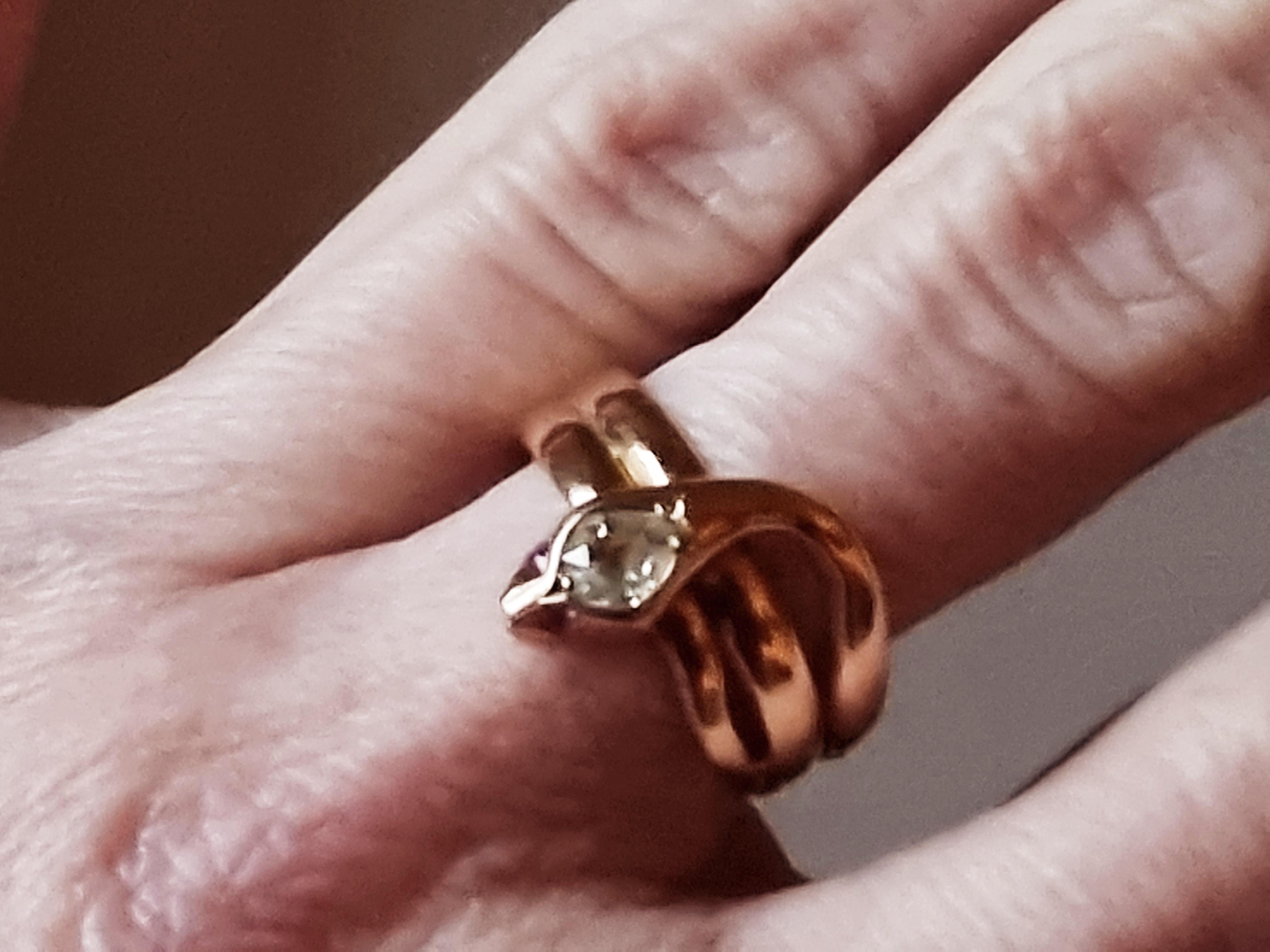 Viktorianischer 18ct Gold & Diamant Schlangenring Damen