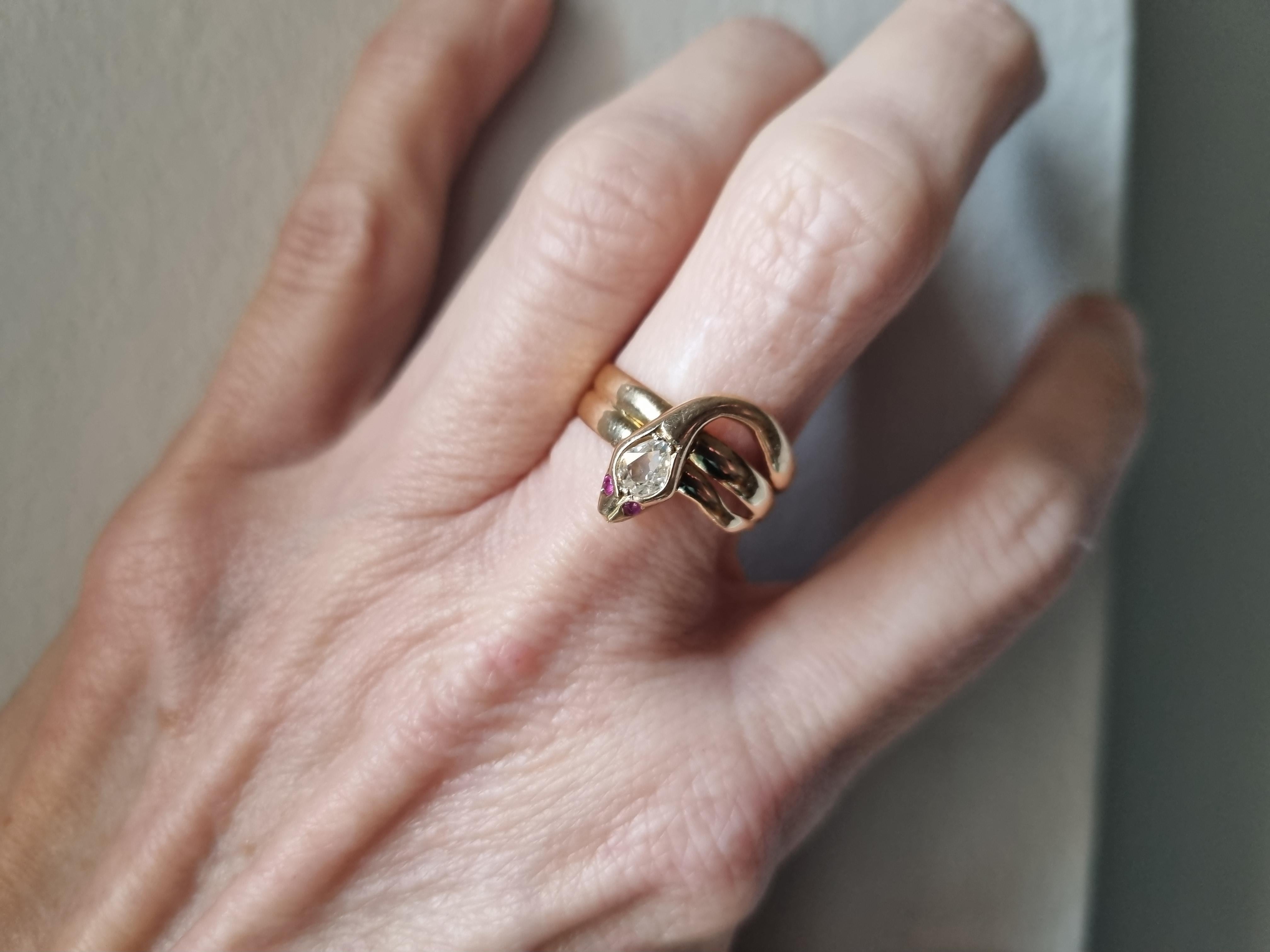 Viktorianischer 18ct Gold & Diamant Schlangenring 4