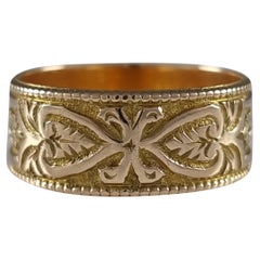 Victorian 18 Carat Gold Engraved Keeper Ring, 1883