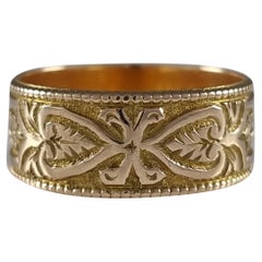 Antique Victorian 18 Carat Gold Engraved Keeper Ring, 1883