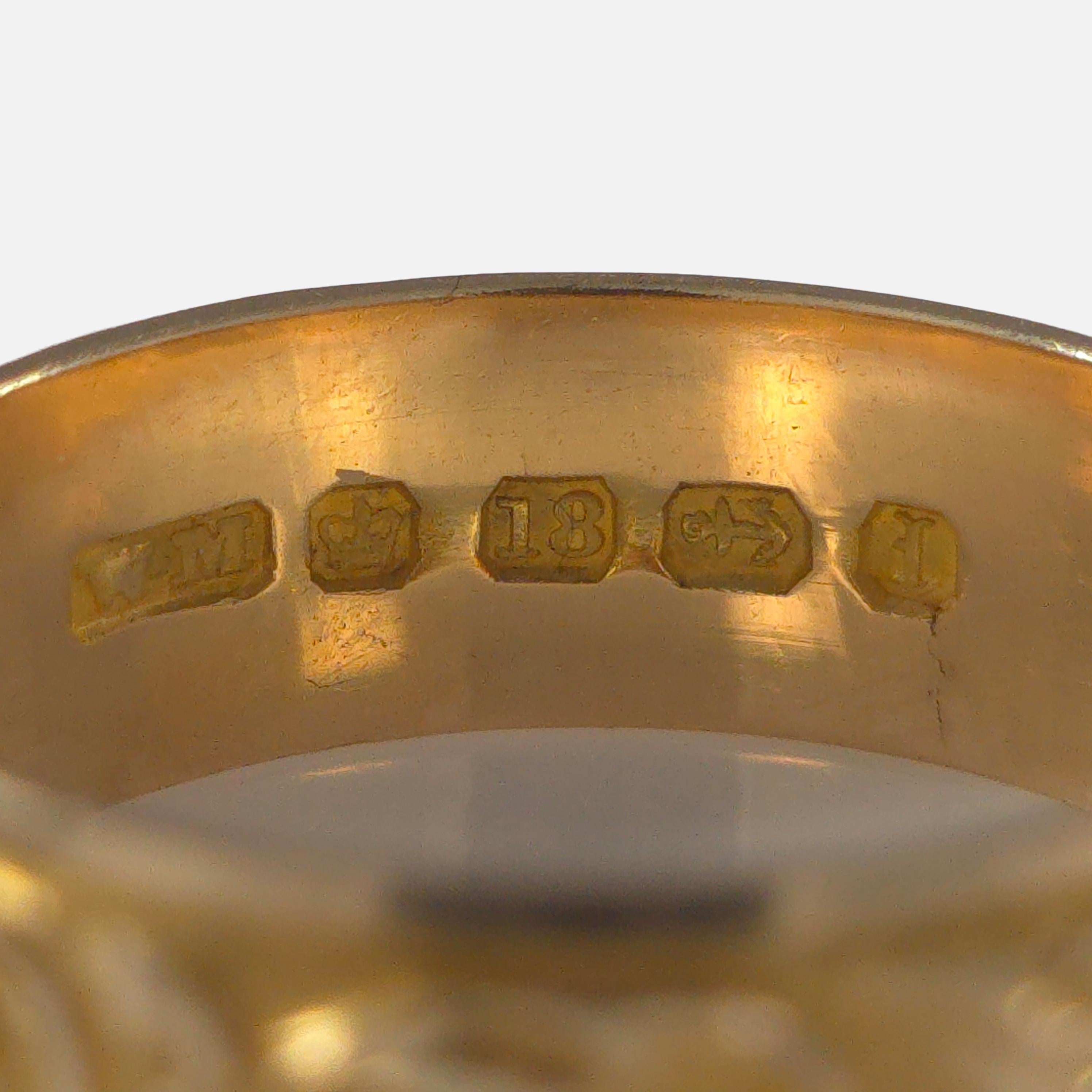 Victorian 18ct Gold Engraved Keeper Ring, 1885 2