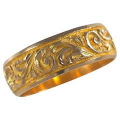 Bague de garde victorienne gravée en or 18 carats, 1885