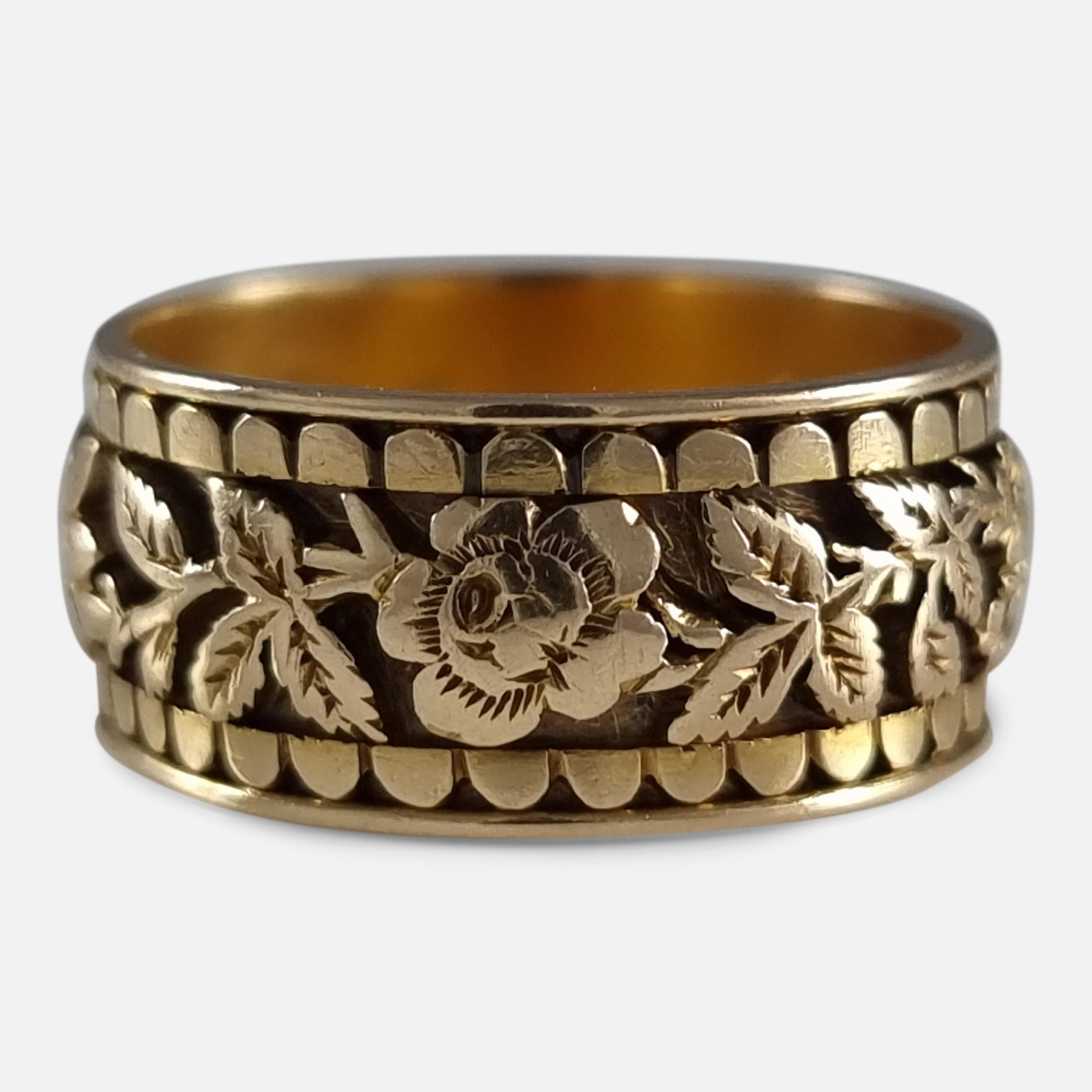 Viktorianischer Memorial-Ring aus 18 Karat Gold mit Gravur, 1893 im Angebot 7