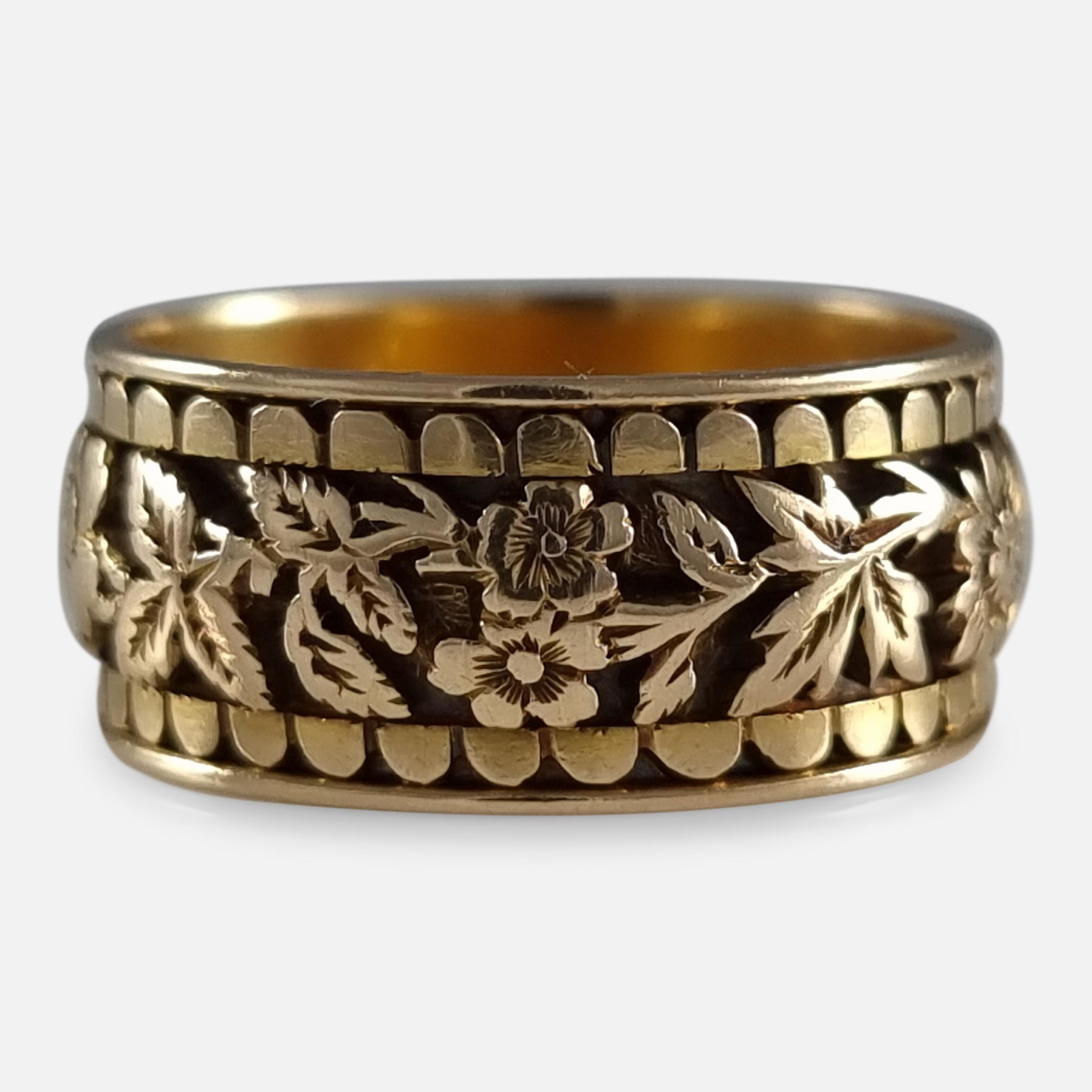 Viktorianischer Memorial-Ring aus 18 Karat Gold mit Gravur, 1893 (Spätviktorianisch) im Angebot
