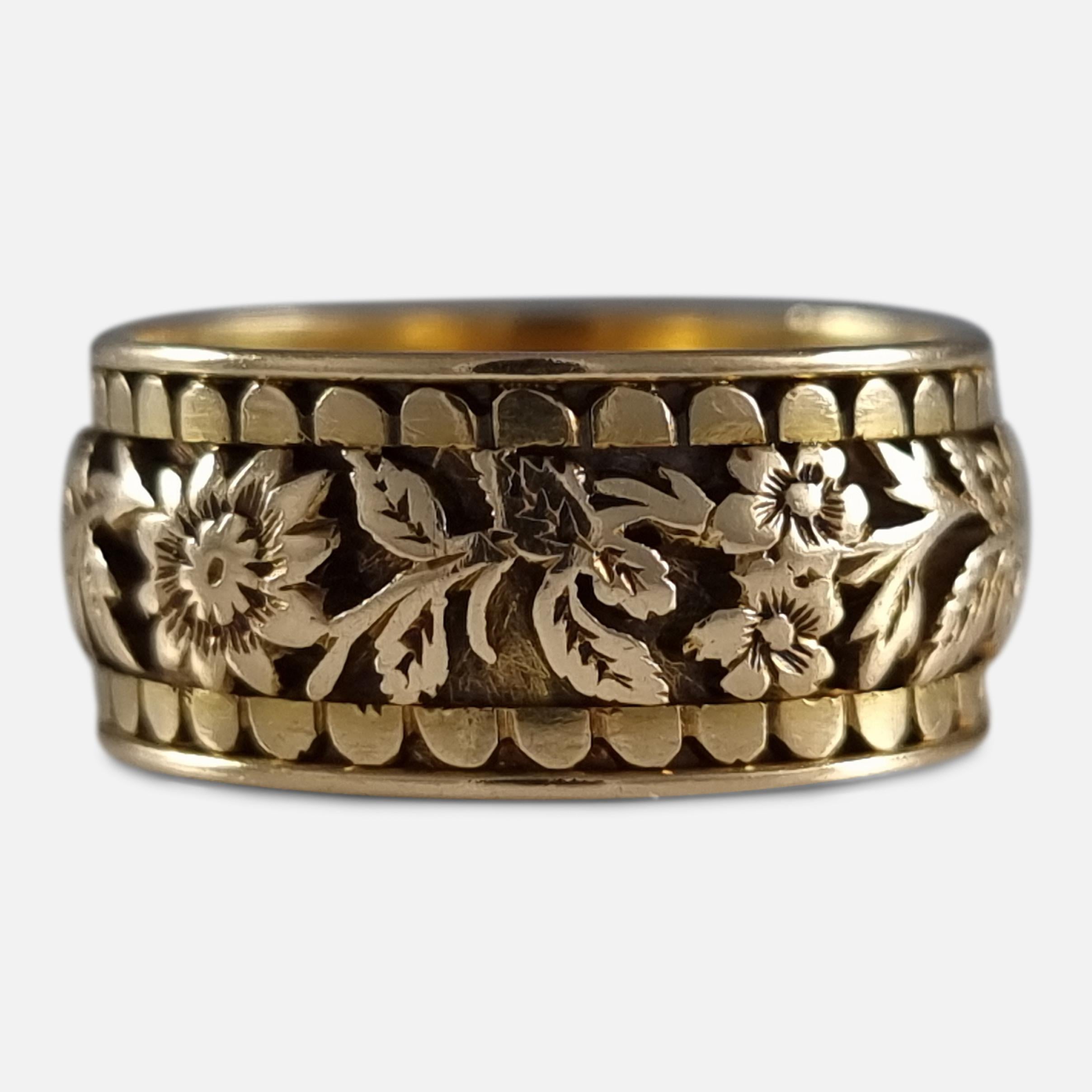 Viktorianischer Memorial-Ring aus 18 Karat Gold mit Gravur, 1893 im Zustand „Gut“ im Angebot in Glasgow, GB