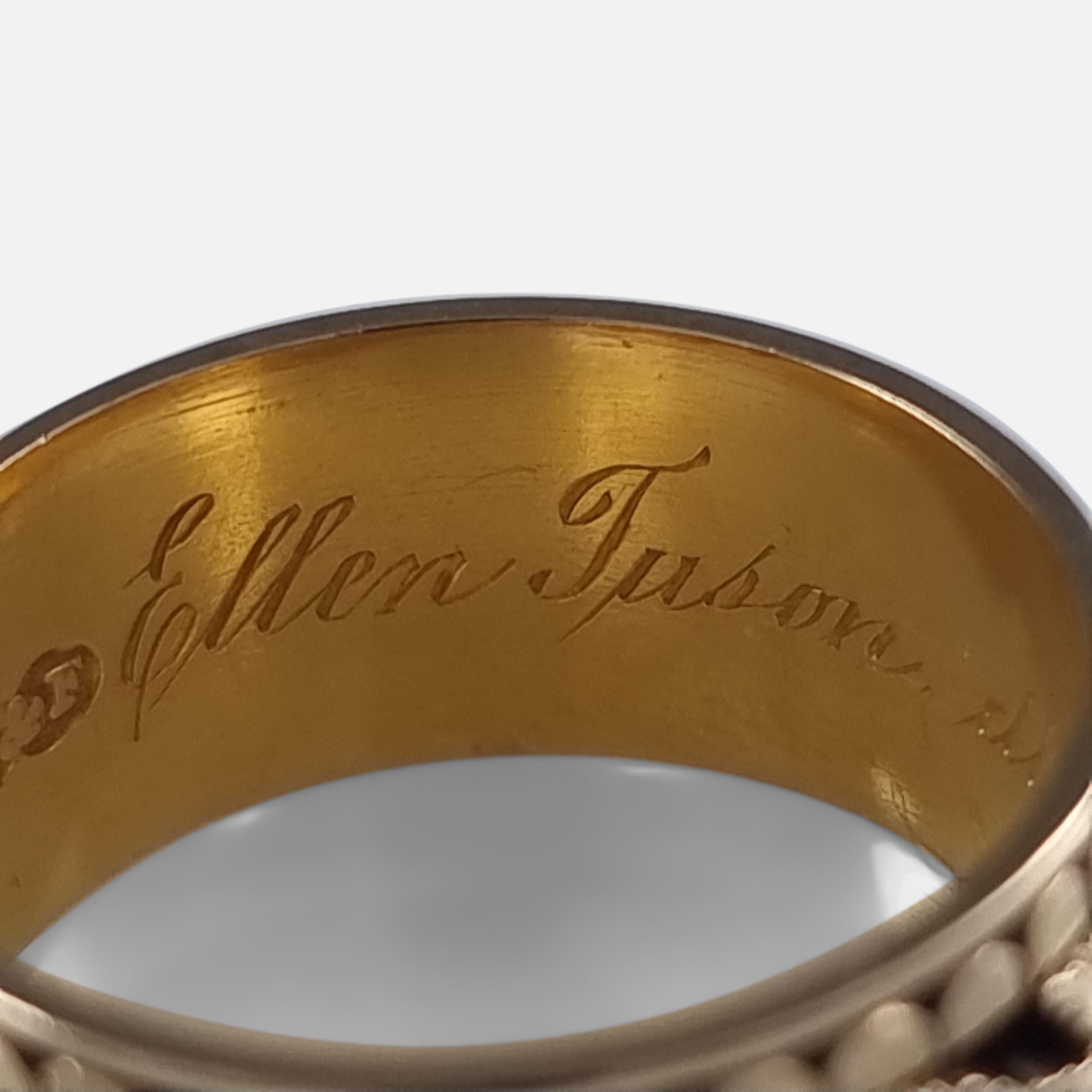 Viktorianischer Memorial-Ring aus 18 Karat Gold mit Gravur, 1893 im Angebot 3