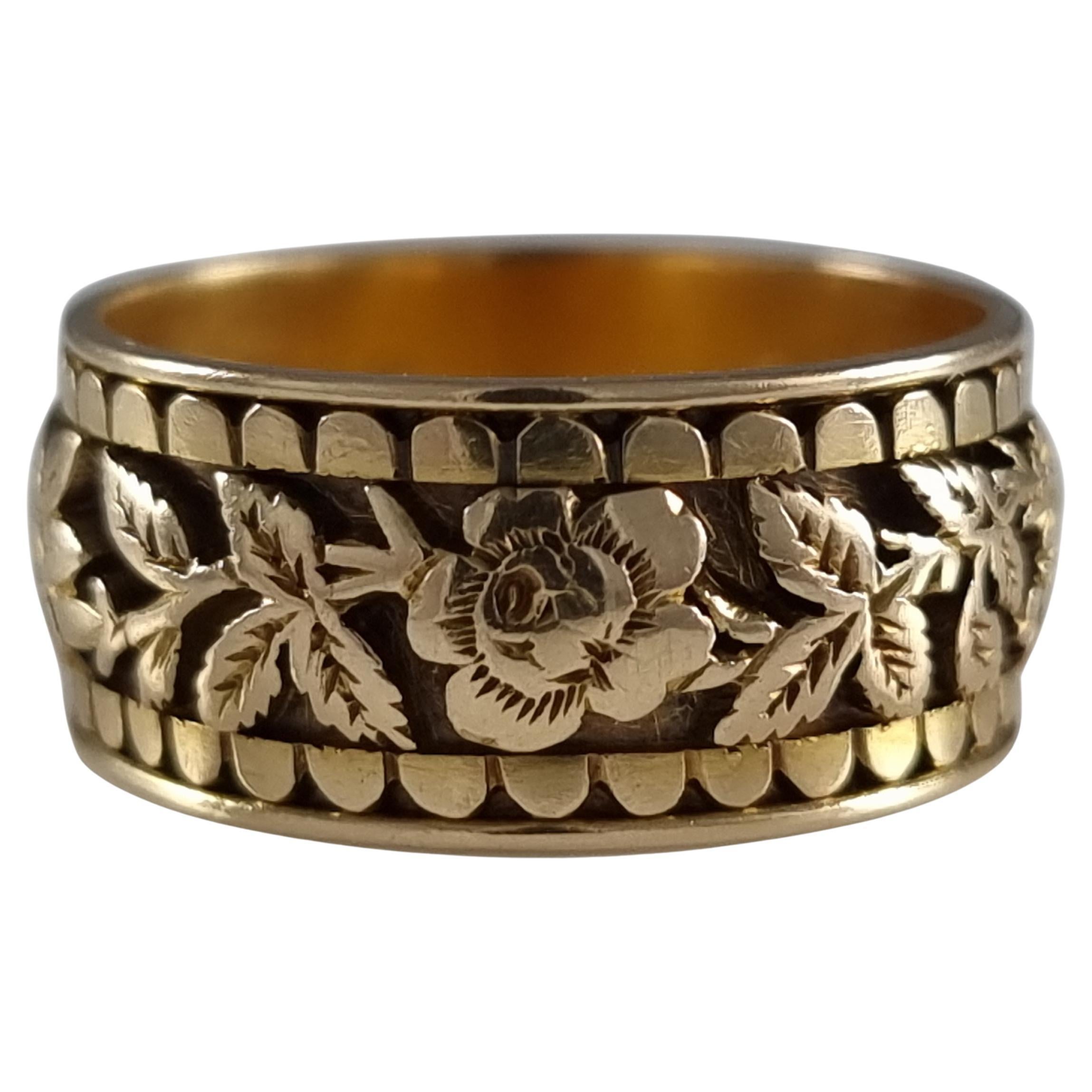 Victorian 18ct Gold Engraved Memorial Ring, 1893